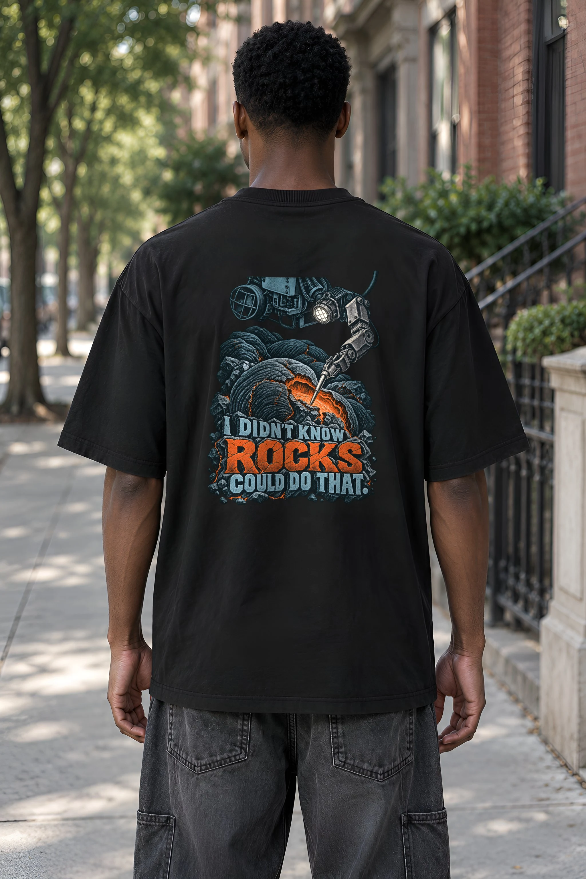 "I Didn't Know Rocks Could Do That" Men's Oversized Heavyweight Crewneck T-Shirt