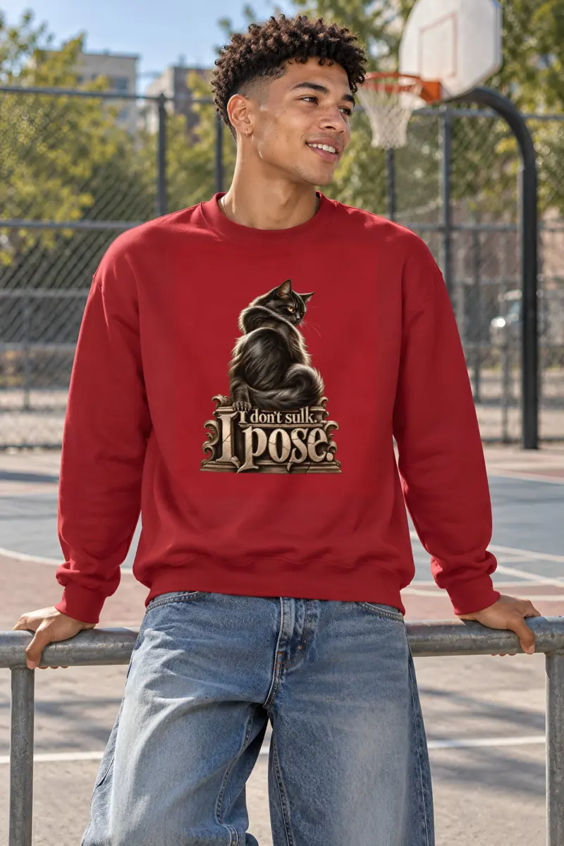 “I Don’t Sulk. I Pose.” Unisex Crewneck Sweatshirt