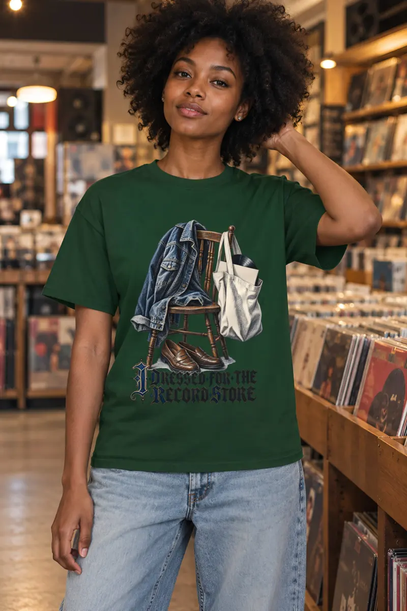 "I Dressed For The Record Store" Heavyweight Unisex Crewneck T-shirt