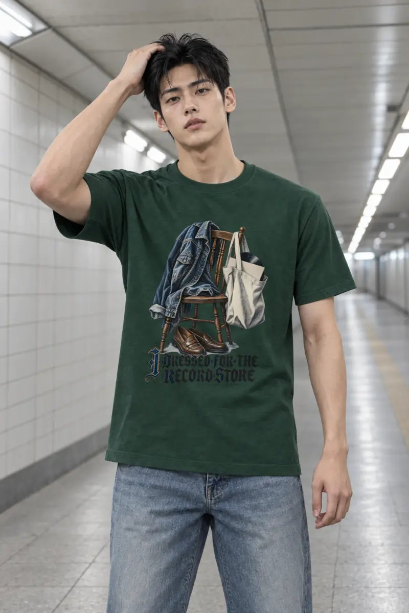 "I Dressed For The Record Store" Heavyweight Unisex Crewneck T-shirt