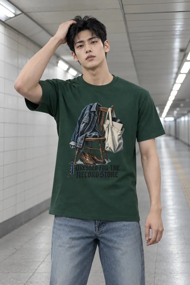 "I Dressed For The Record Store" Heavyweight Unisex Crewneck T-shirt