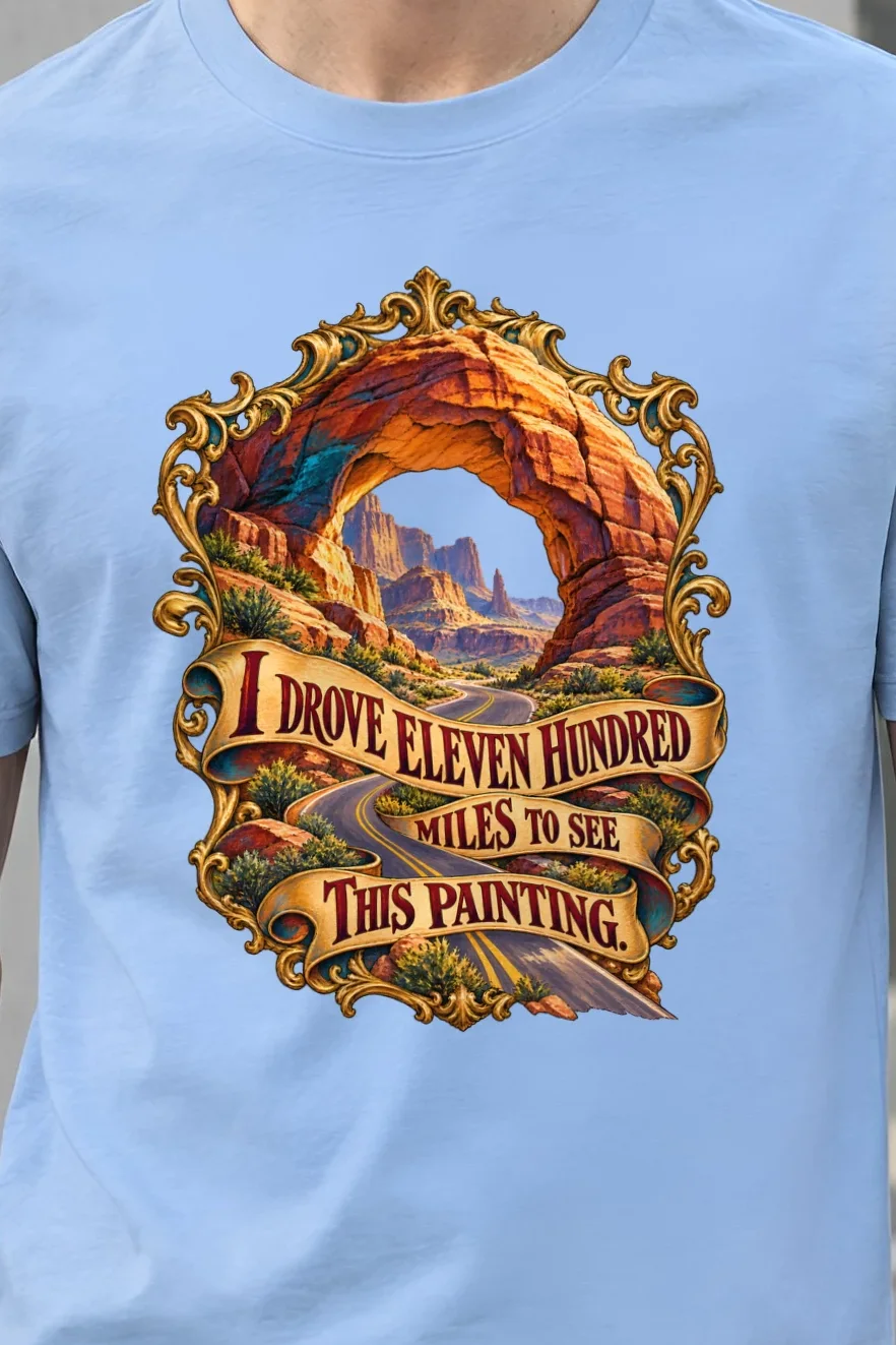 "I Drove Eleven Hundred Miles" Heavyweight Unisex Crewneck T-shirt - the graphic up close