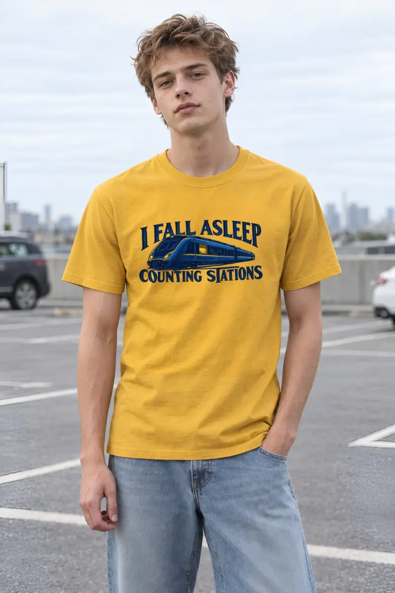 “I Fall Asleep Counting Stations” Heavyweight Unisex Crewneck T-shirt