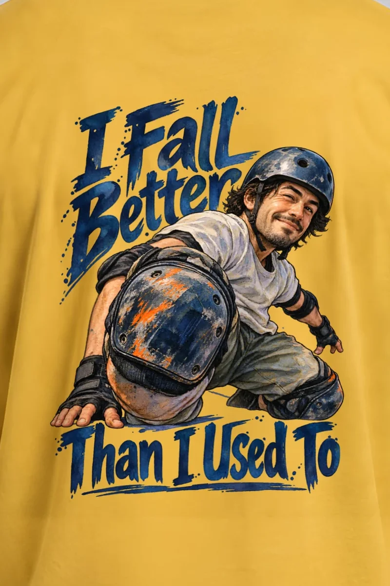 "I Fall Better Than I Used To" Unisex Longsleeve T-shirt - the graphic up close