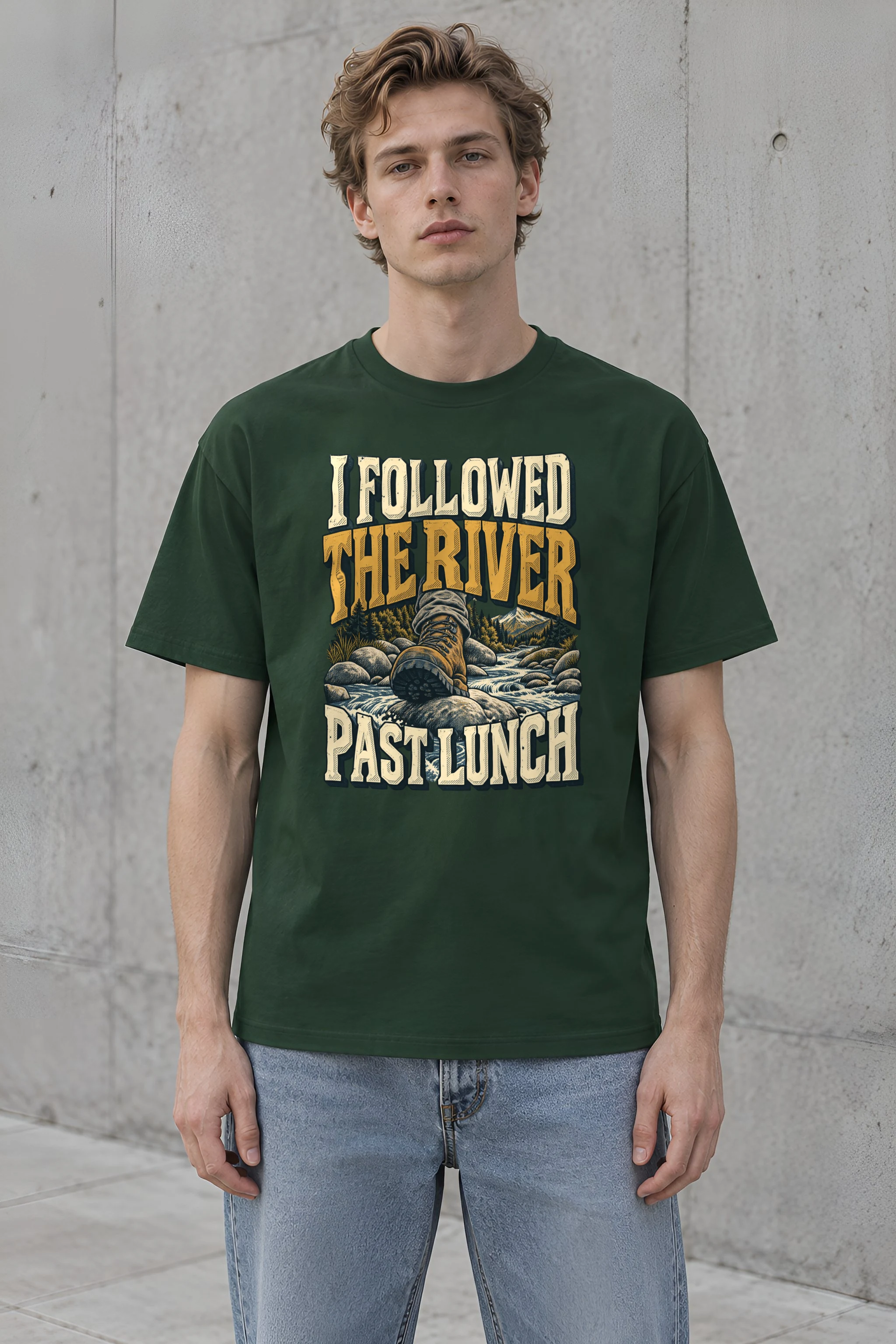 "I Followed the River Past Lunch" Heavyweight Unisex Crewneck T-shirt