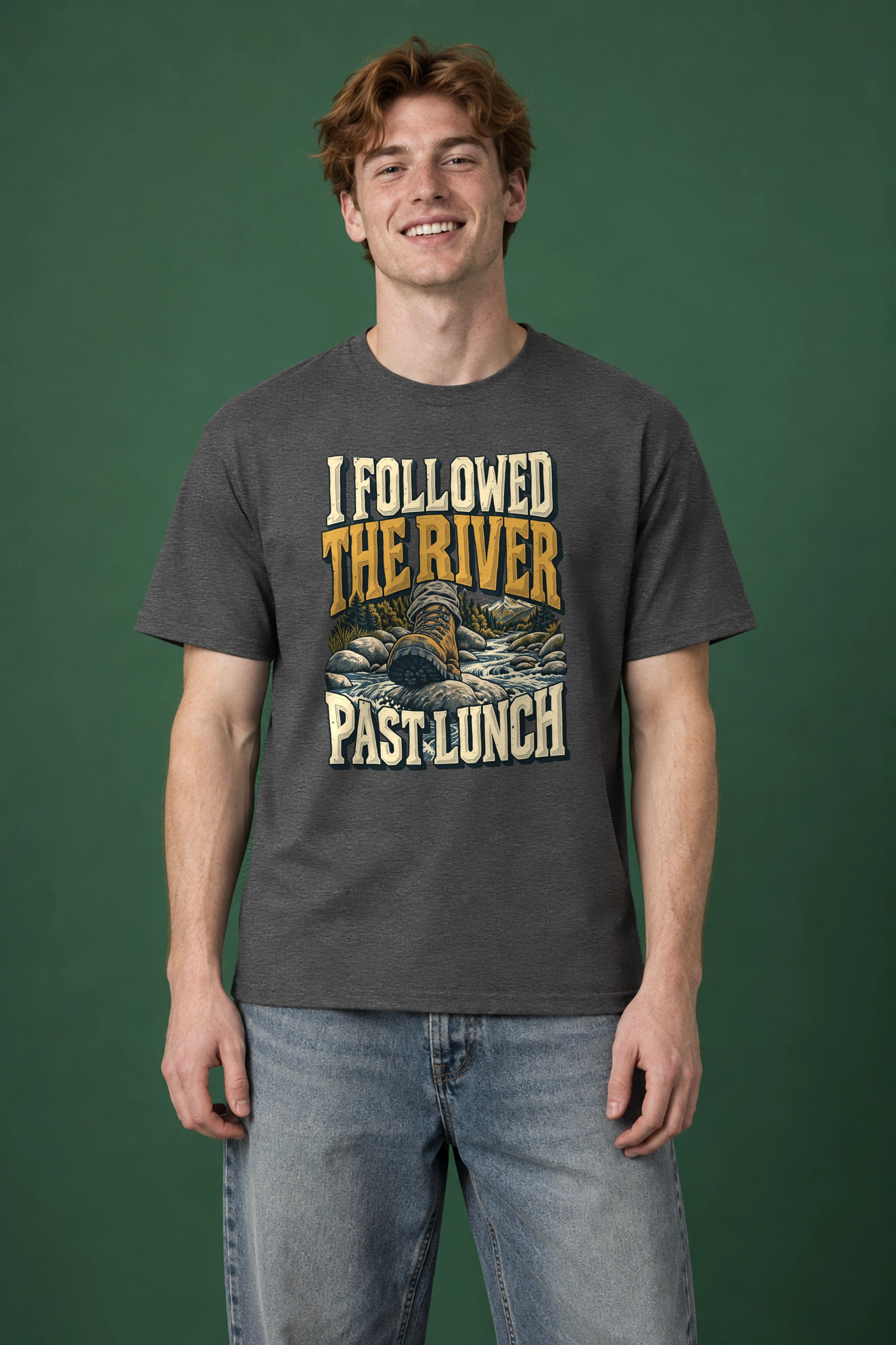 "I Followed the River Past Lunch" Heavyweight Unisex Crewneck T-shirt