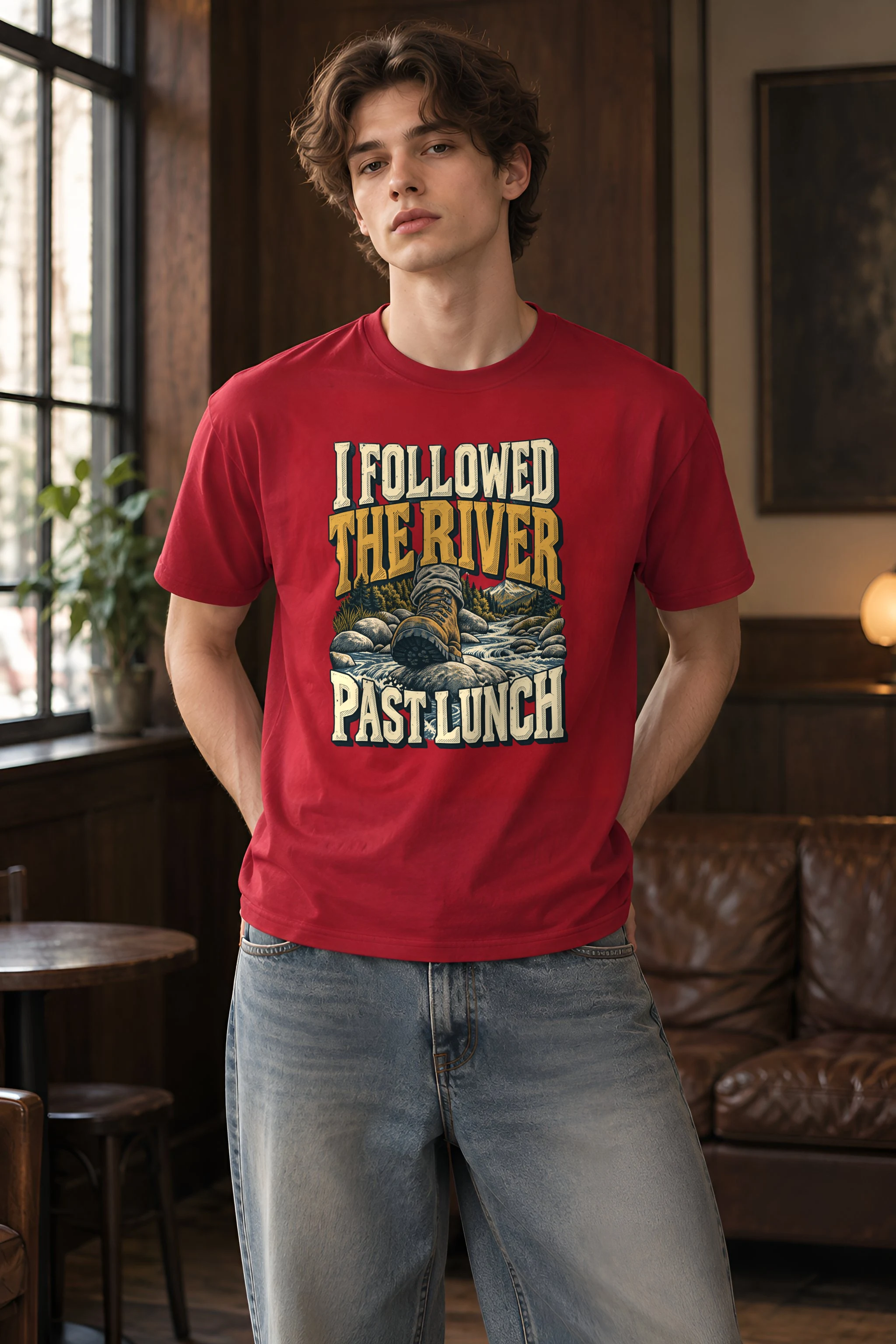 "I Followed the River Past Lunch" Heavyweight Unisex Crewneck T-shirt