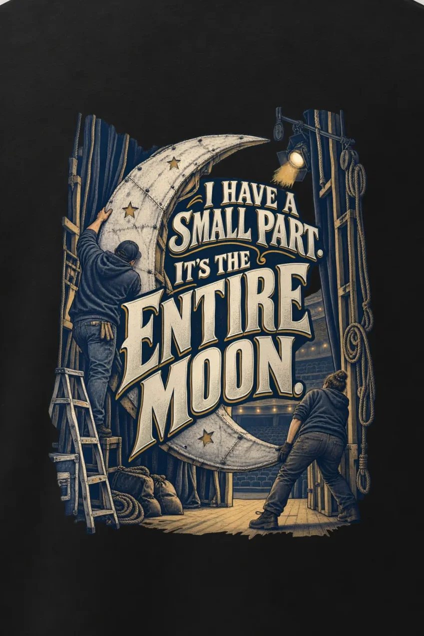"I Have a Small Part" Men’s Oversized Heavyweight Crewneck T-Shirt - the graphic up close