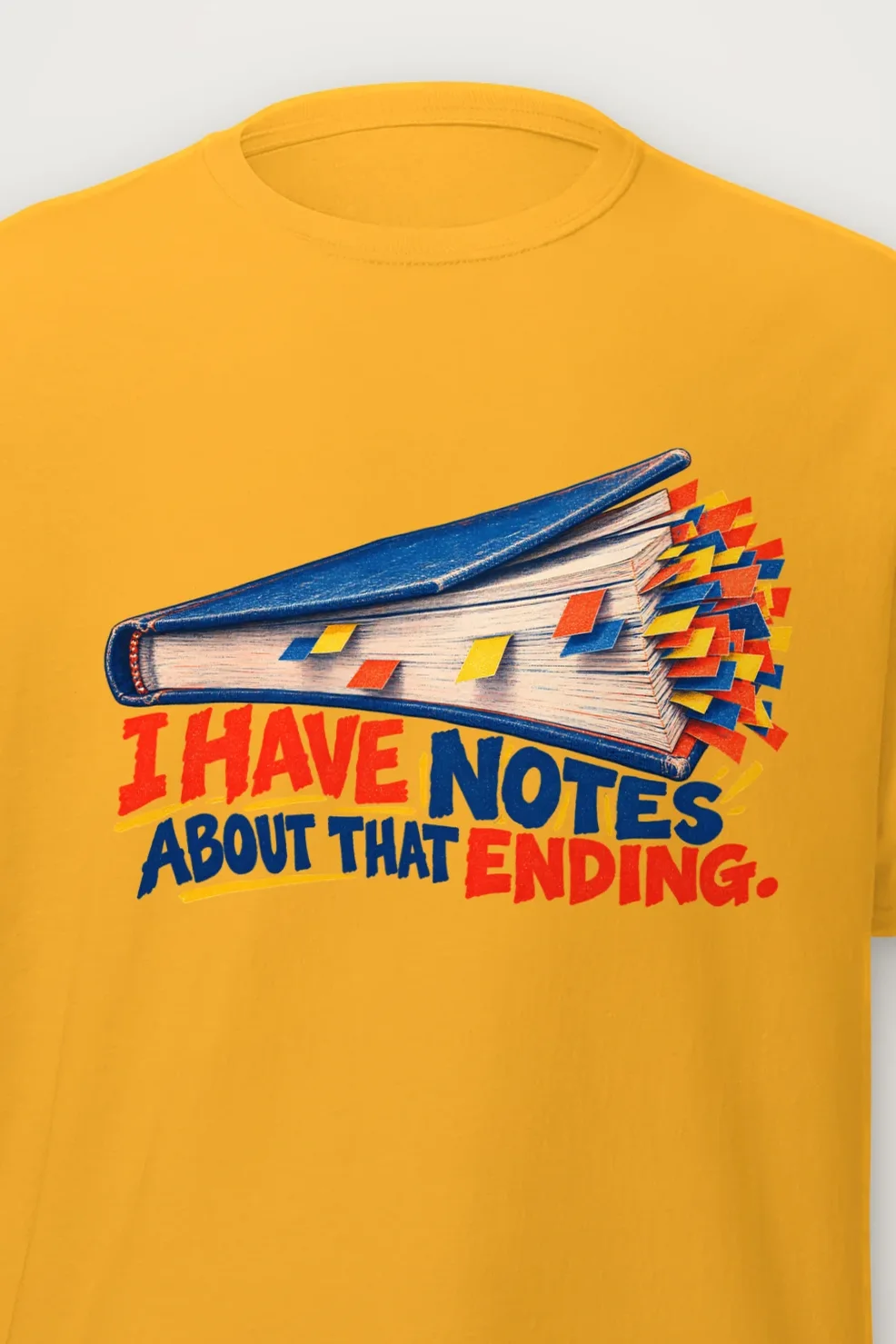 "I Have Notes About That Ending" Heavyweight Unisex Crewneck T-shirt - the graphic up close