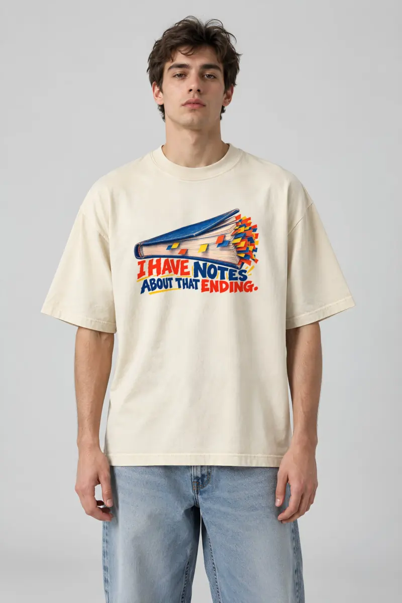 "I Have Notes About That Ending" Unisex Oversized Heavyweight Crewneck T-Shirt