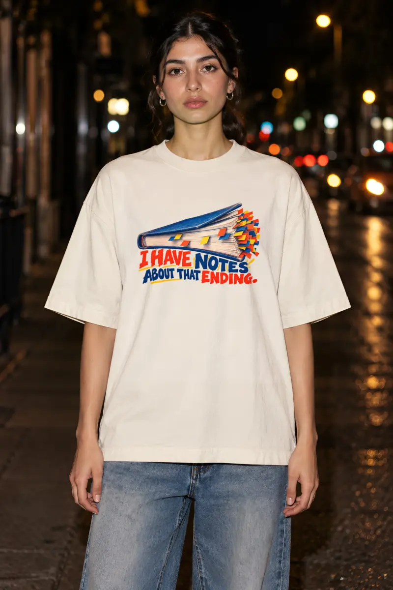 "I Have Notes About That Ending" Unisex Oversized Heavyweight Crewneck T-Shirt
