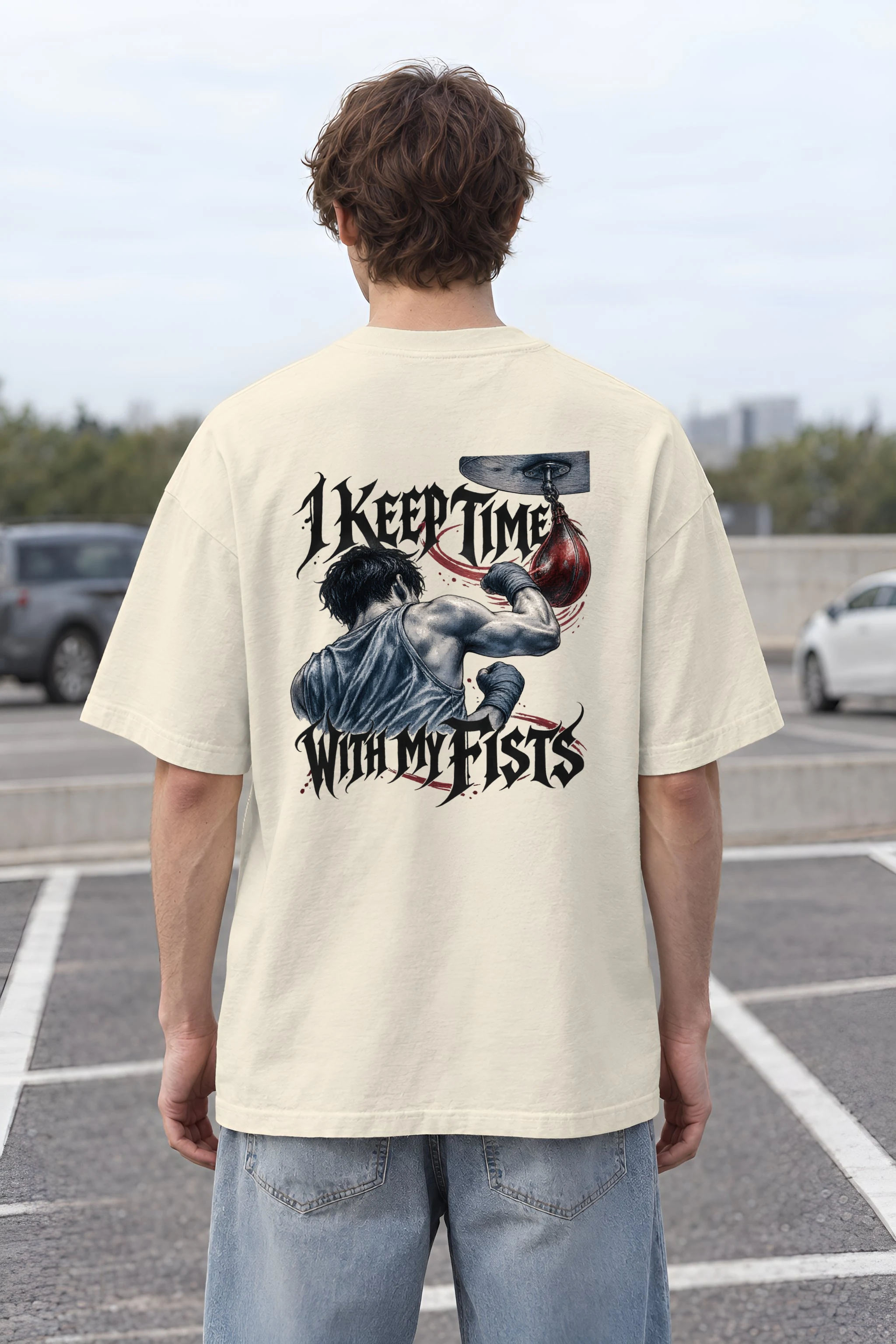 "I Keep Time With My Fists" Men's Oversized Heavyweight Crewneck T-Shirt