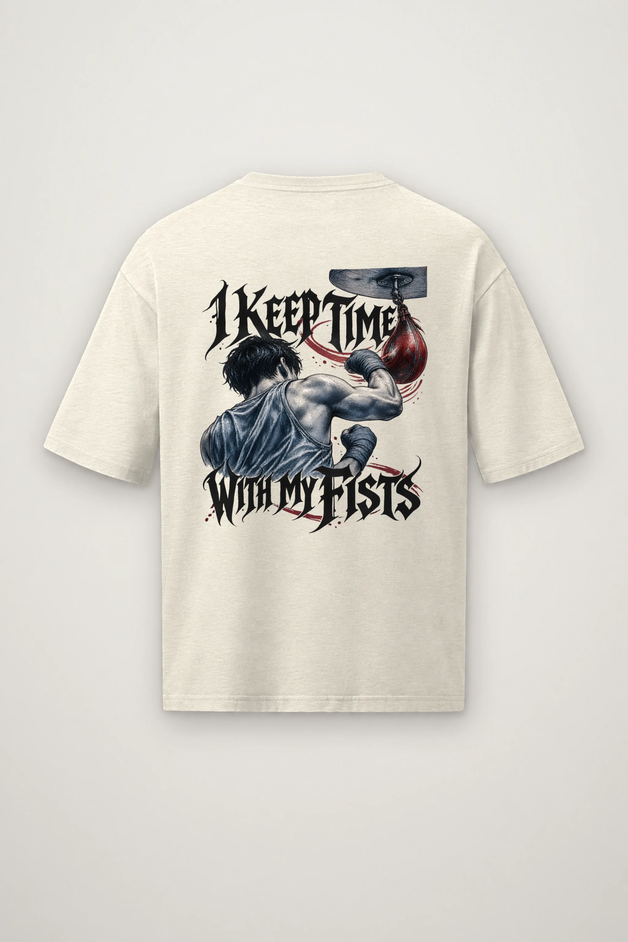 "I Keep Time With My Fists" Men's Oversized Heavyweight Crewneck T-Shirt