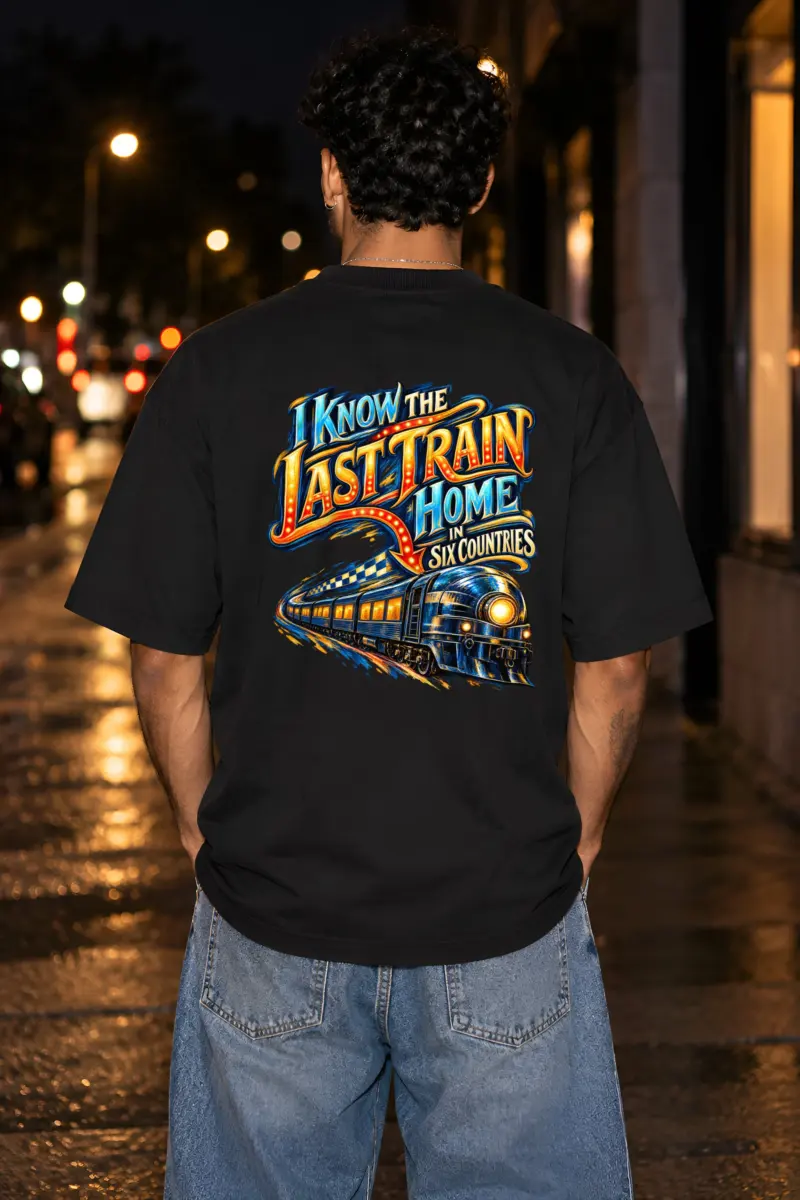 "I Know the Last Train Home" Unisex Oversized Heavyweight Crewneck T-Shirt