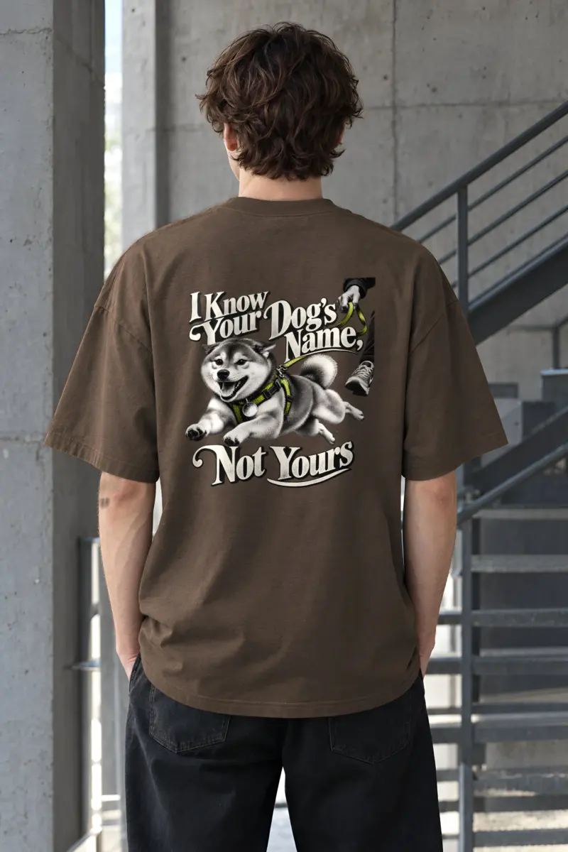 "I Know Your Dog's Name" Unisex Oversized Heavyweight Crewneck T-Shirt
