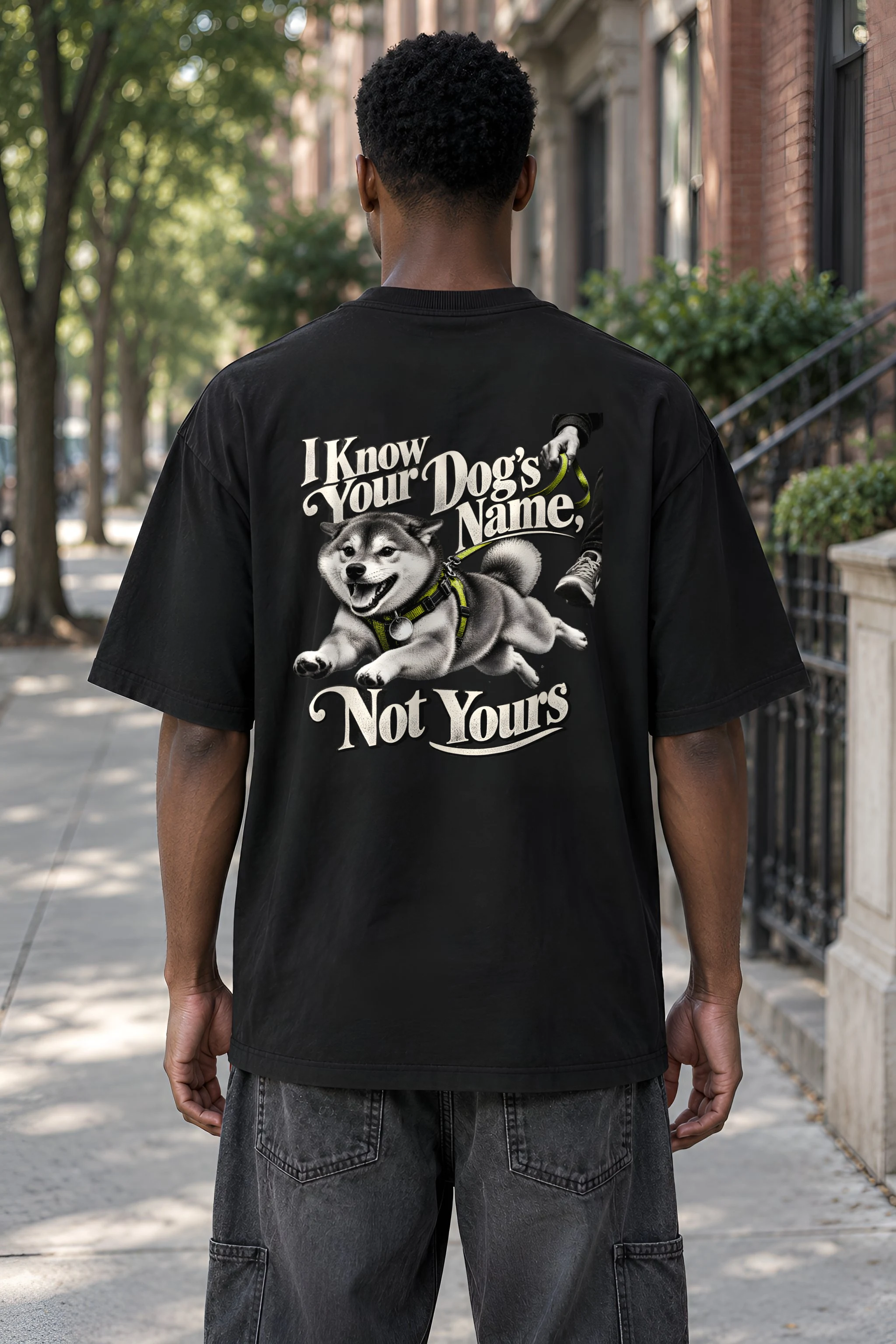 "I Know Your Dog's Name" Unisex Oversized Heavyweight Crewneck T-Shirt