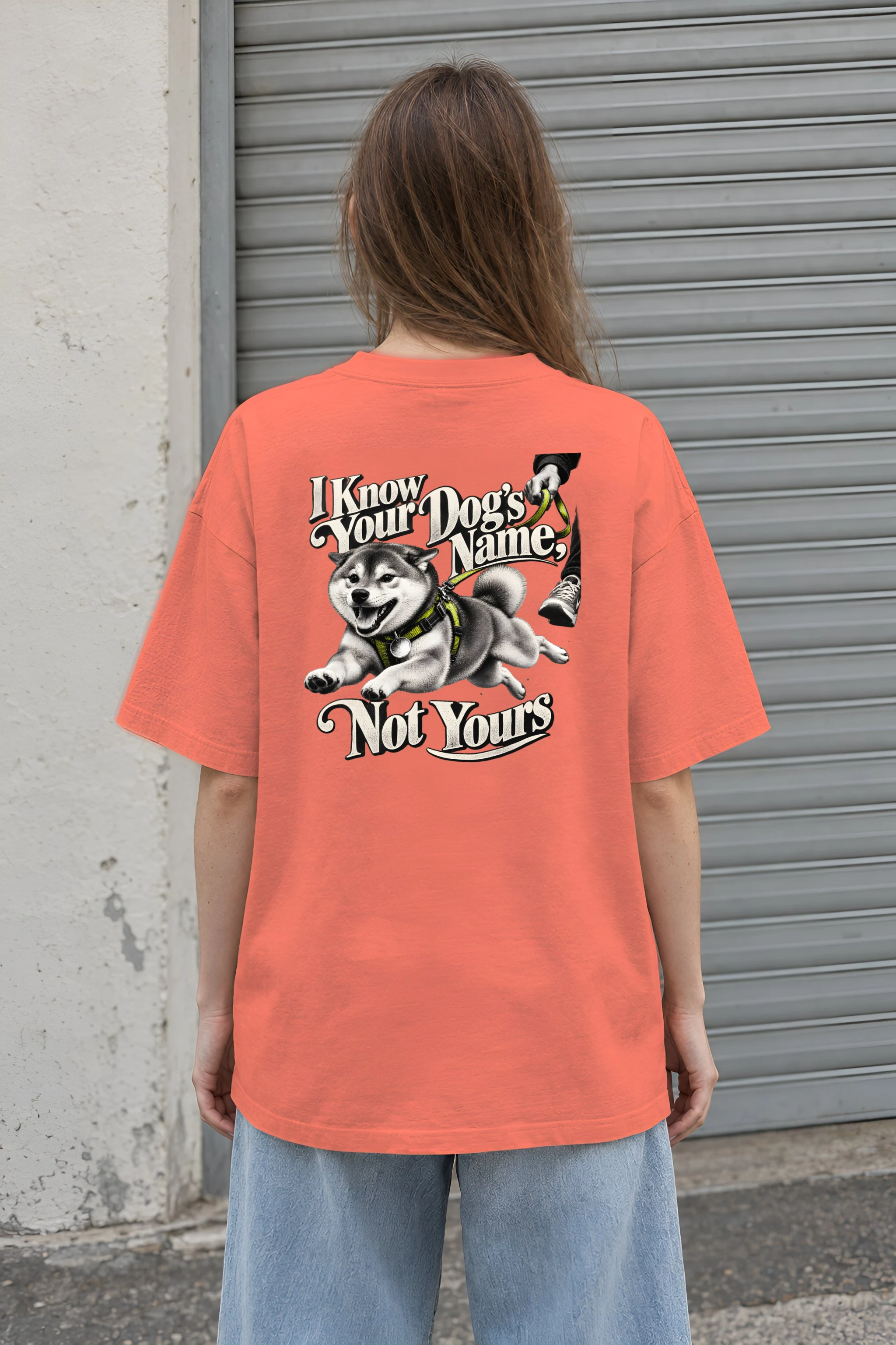 "I Know Your Dog's Name" Unisex Oversized Heavyweight Crewneck T-Shirt