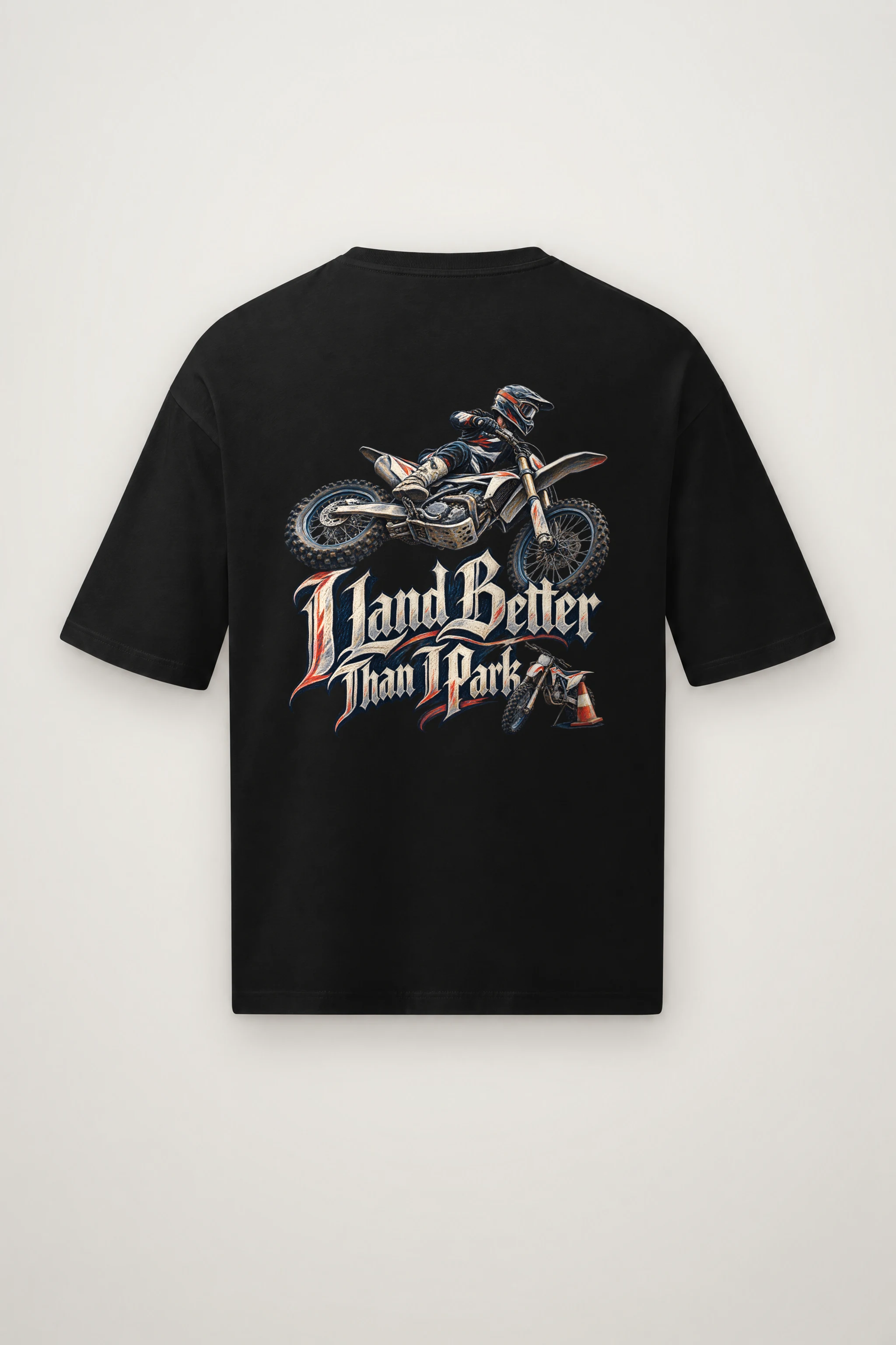 "I Land Better Than I Park" Men's Oversized Heavyweight Crewneck T-Shirt
