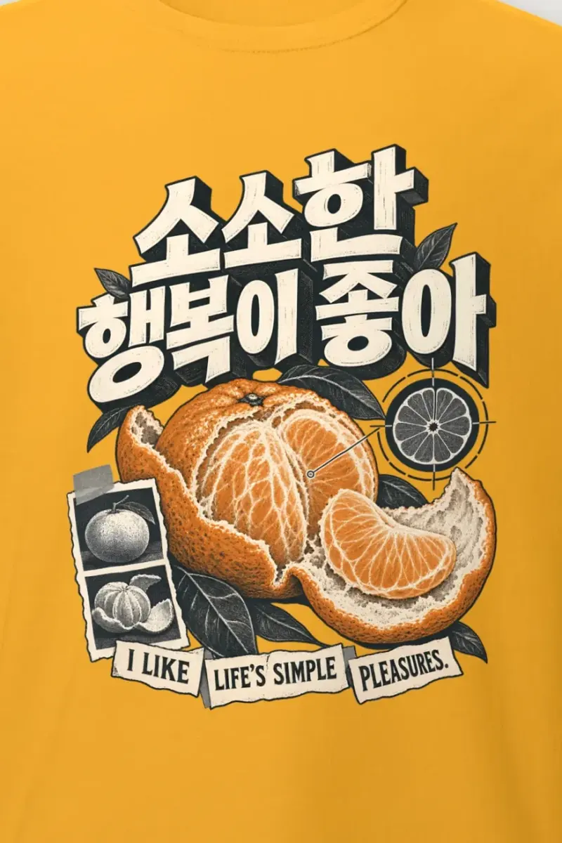 "I Like Life’s Simple Pleasures" Heavyweight Unisex Crewneck T-shirt - the graphic up close