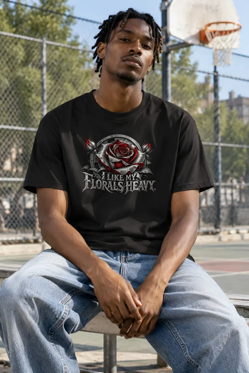 "I Like My Florals Heavy" Heavyweight Unisex Crewneck T-shirt