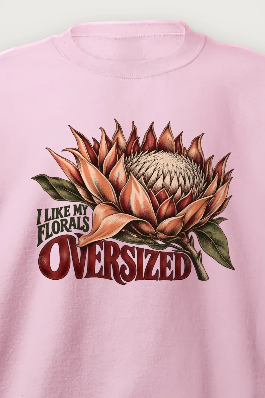 "I Like My Florals Oversized" Heavy Blend Unisex Crewneck Sweatshirt - the graphic up close
