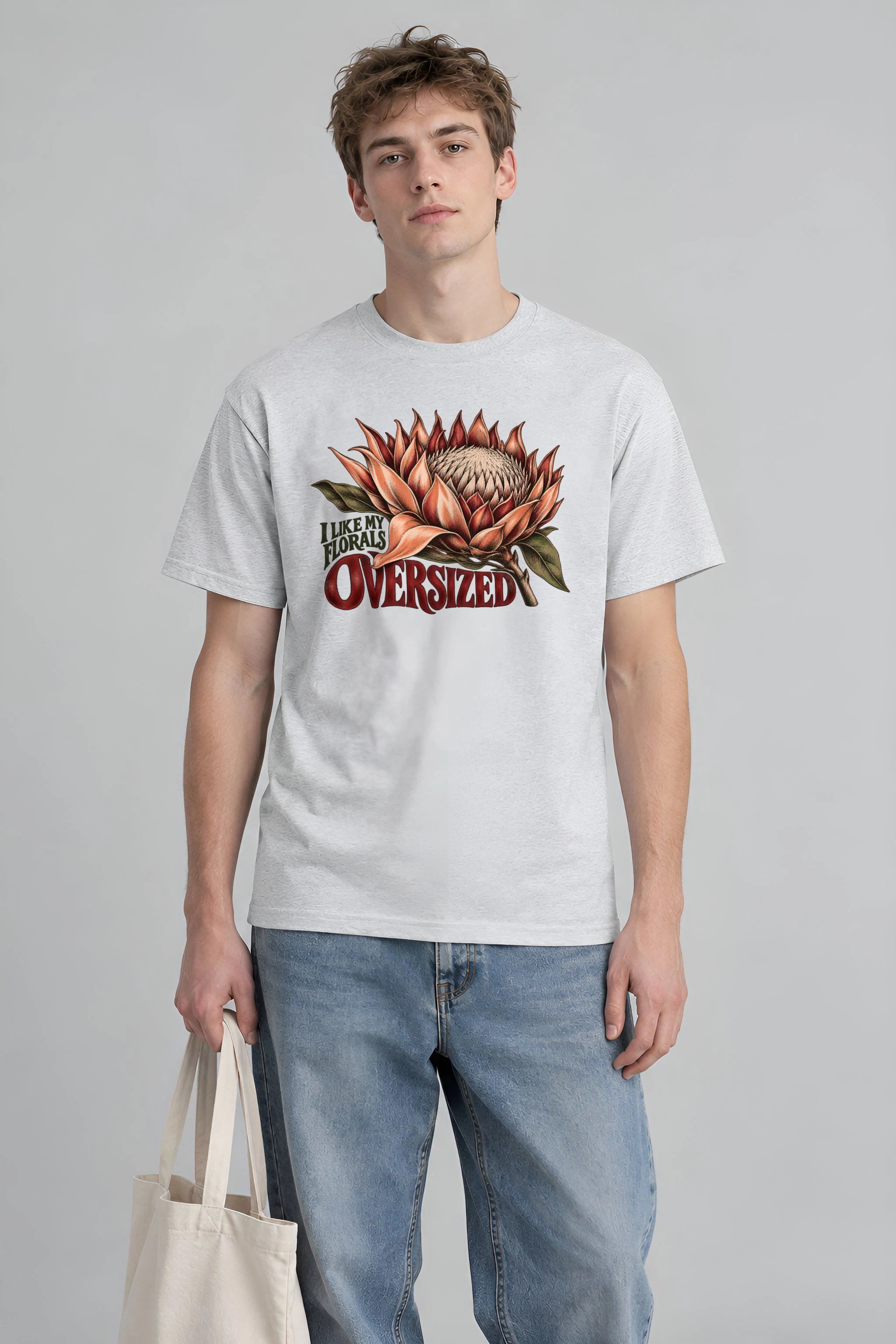 "I Like My Florals Oversized" Heavyweight Unisex Crewneck T-shirt