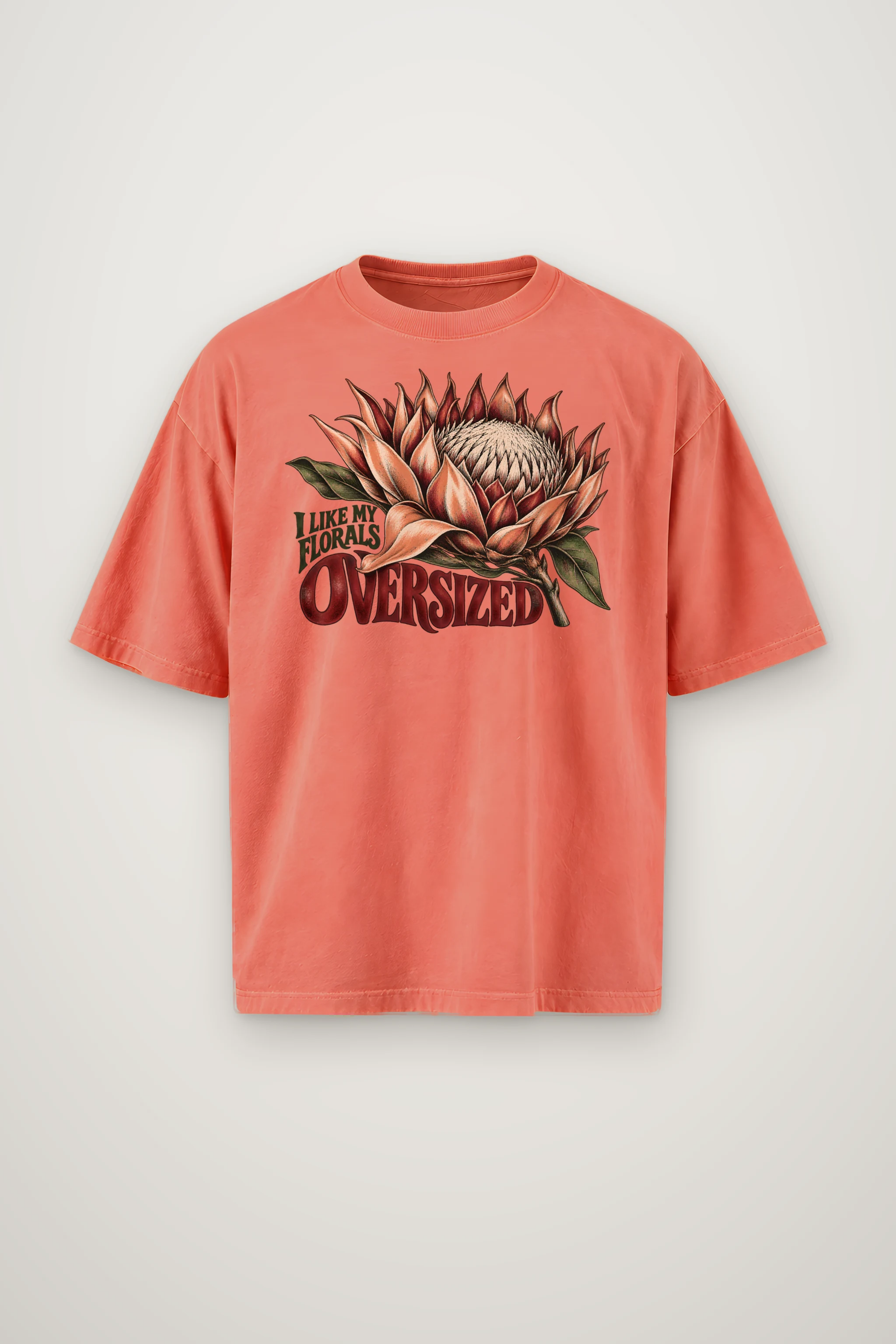 "I Like My Florals Oversized" Men's Oversized Heavyweight Crewneck T-Shirt