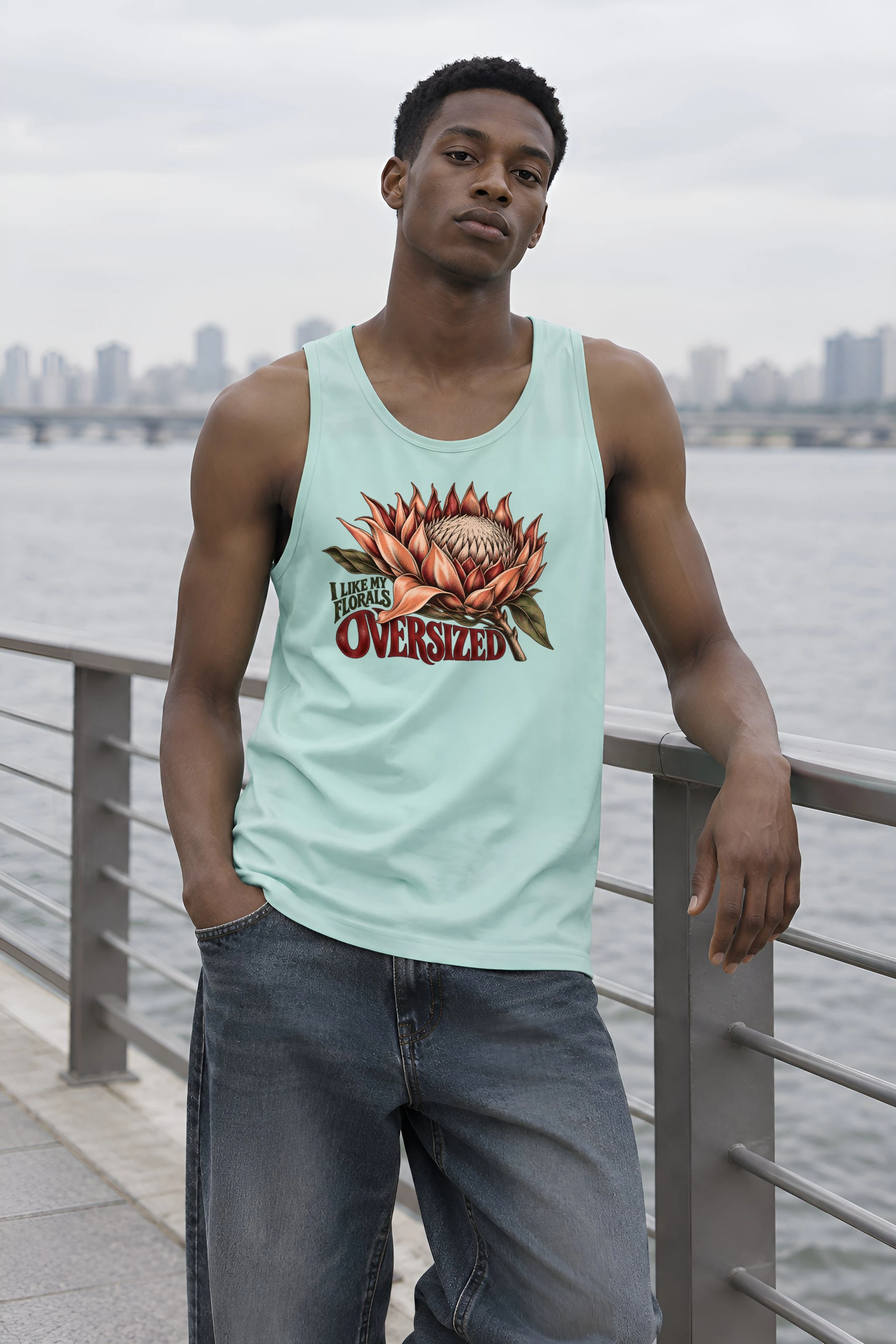 "I Like My Florals Oversized" Unisex Jersey Tank