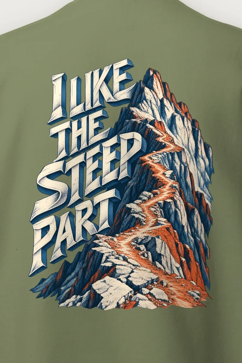 "I Like the Steep Part" Heavy Blend Unisex Crewneck Sweatshirt - the graphic up close