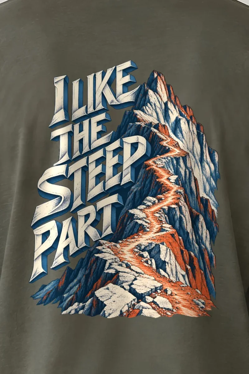 "I Like The Steep Part" Unisex Longsleeve T-shirt - the graphic up close