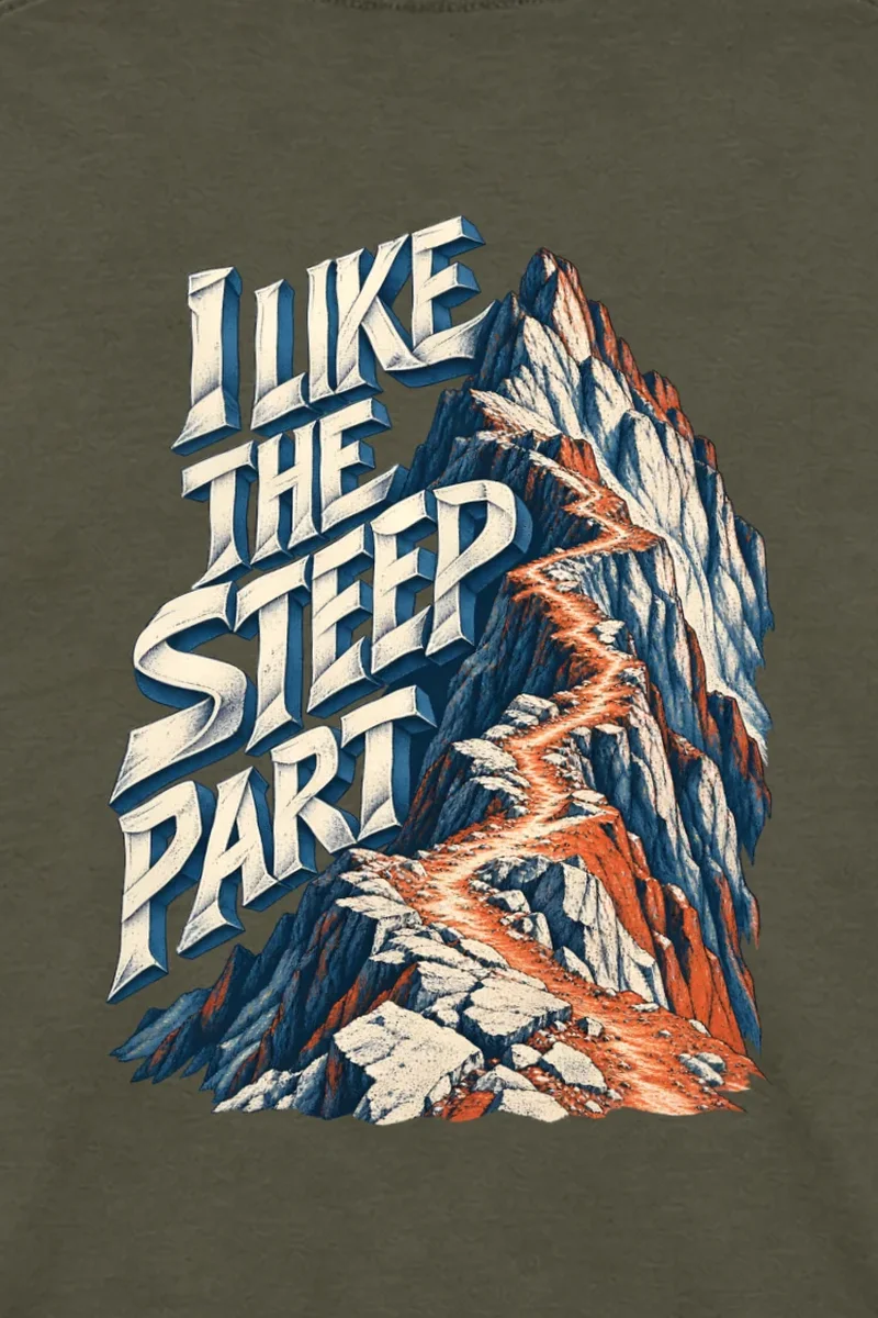 "I Like The Steep Part" Unisex Longsleeve T-shirt - the graphic up close