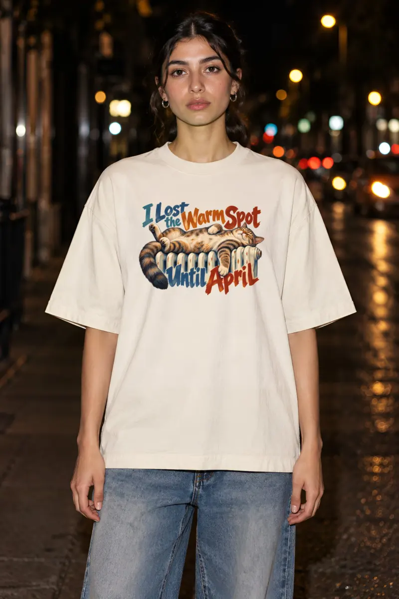 "I Lost the Warm Spot" Unisex Oversized Heavyweight Crewneck T-Shirt