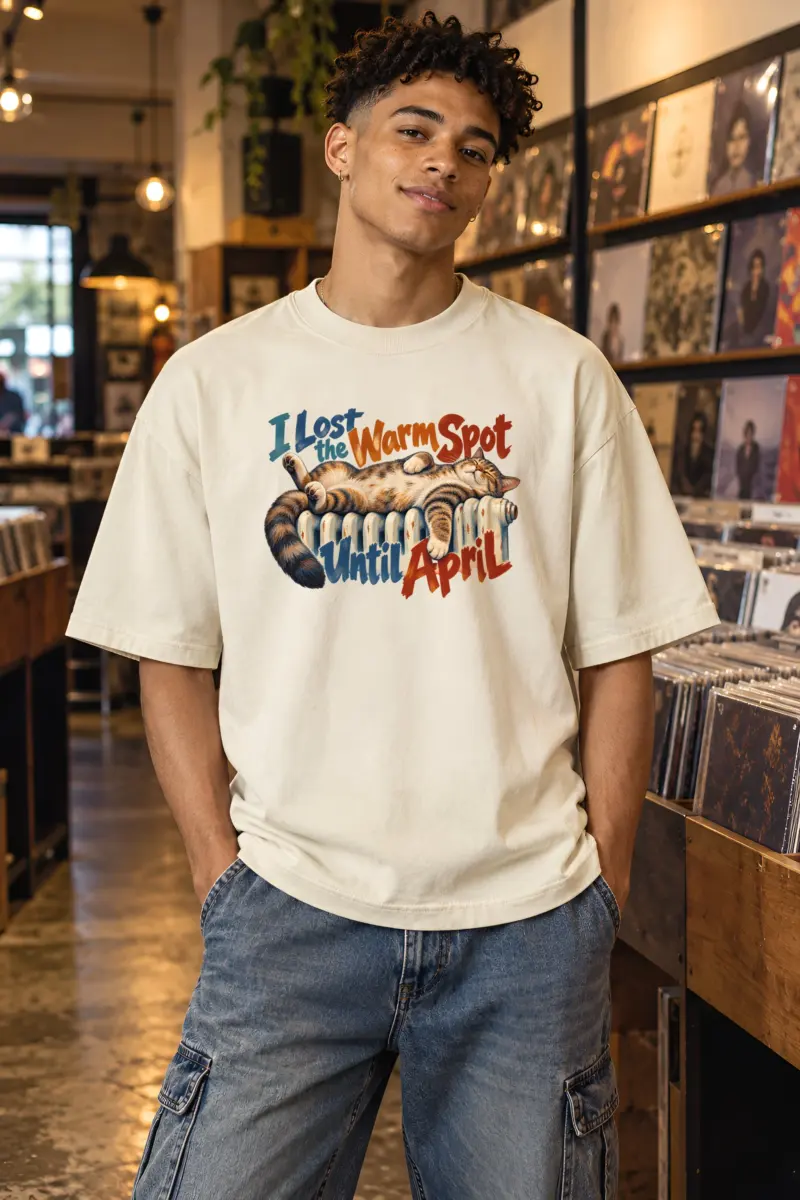 "I Lost the Warm Spot" Unisex Oversized Heavyweight Crewneck T-Shirt
