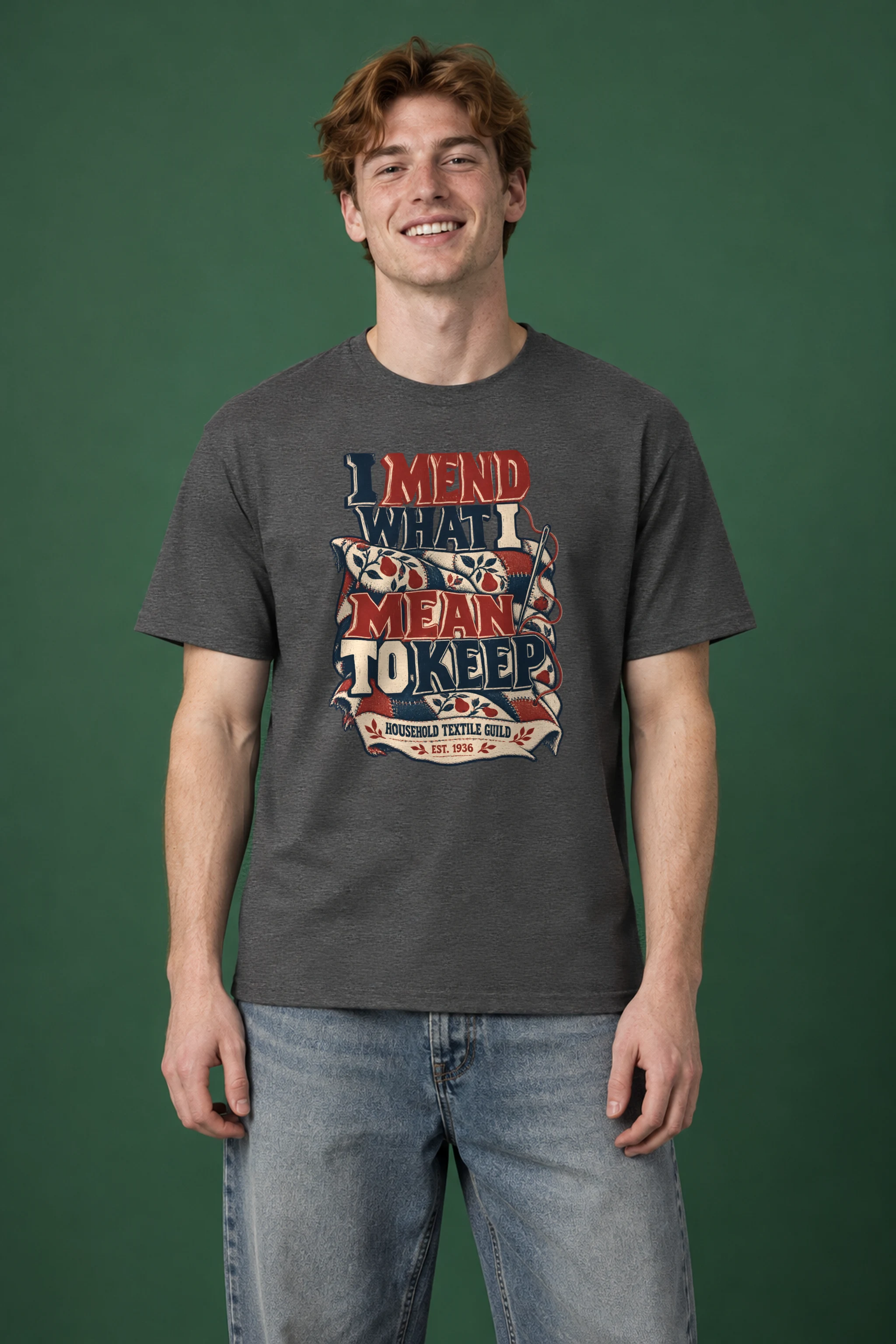 "I Mend What I Mean to Keep" Heavyweight Unisex Crewneck T-shirt