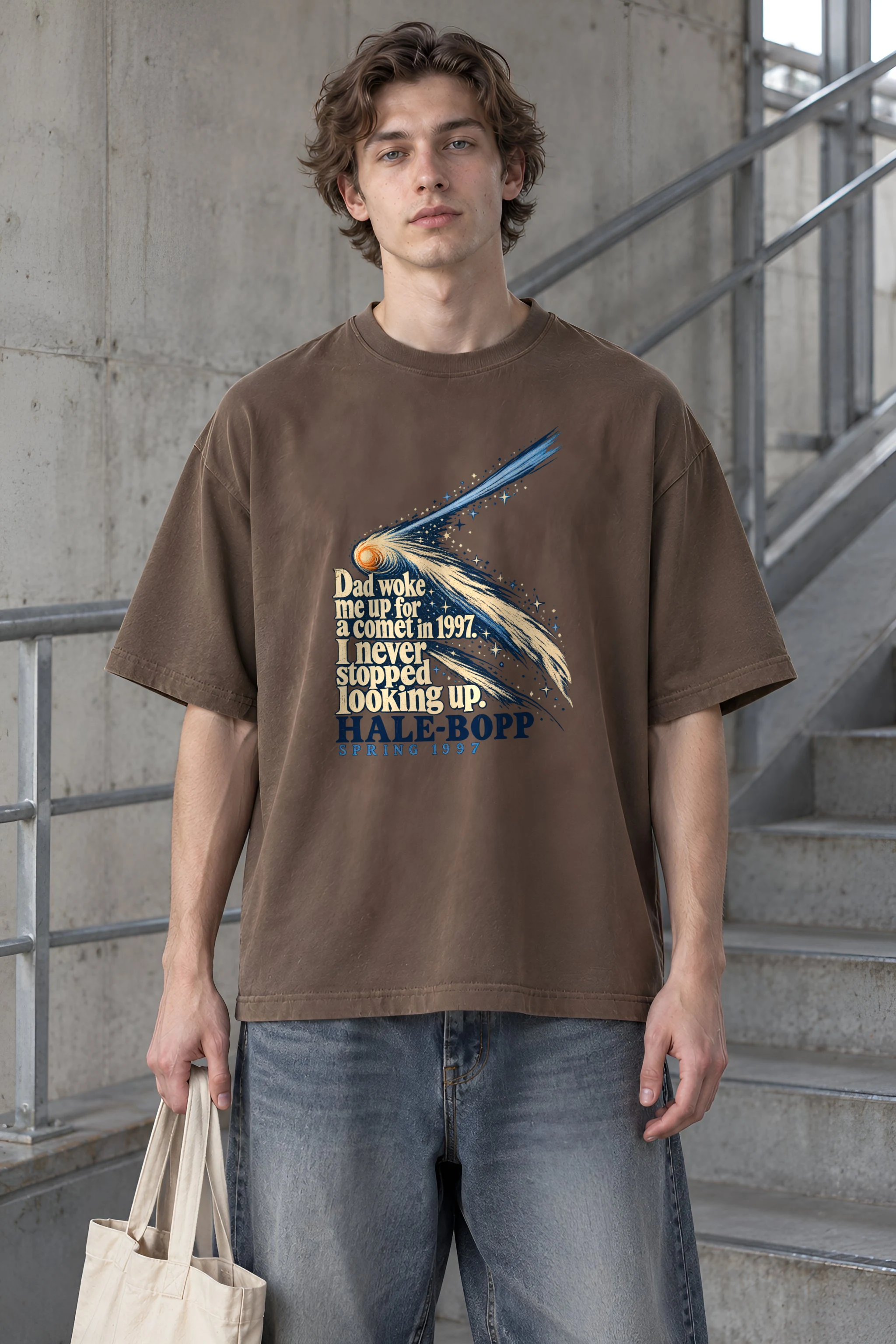 "I Never Stopped Looking Up" Unisex Oversized Heavyweight Crewneck T-Shirt
