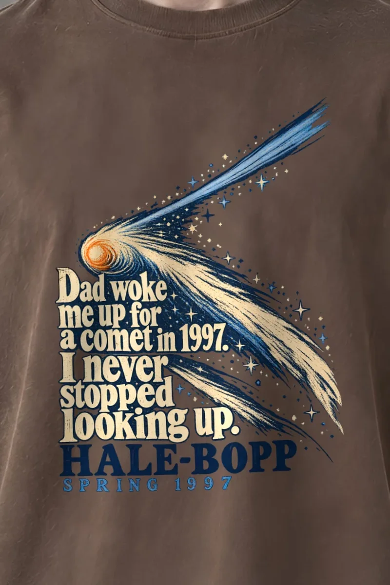 "I Never Stopped Looking Up" Unisex Oversized Heavyweight Crewneck T-Shirt - the graphic up close