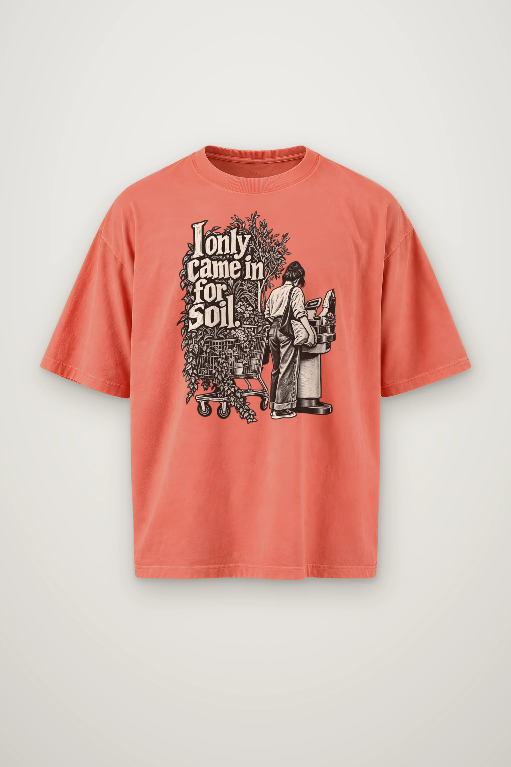 "I only came in for Soil." Men's Oversized Heavyweight Crewneck T-Shirt