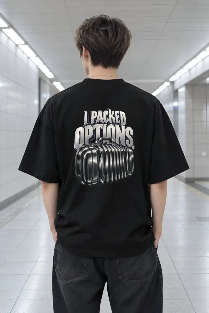 "I Packed Options" Men's Oversized Heavyweight Crewneck T-Shirt