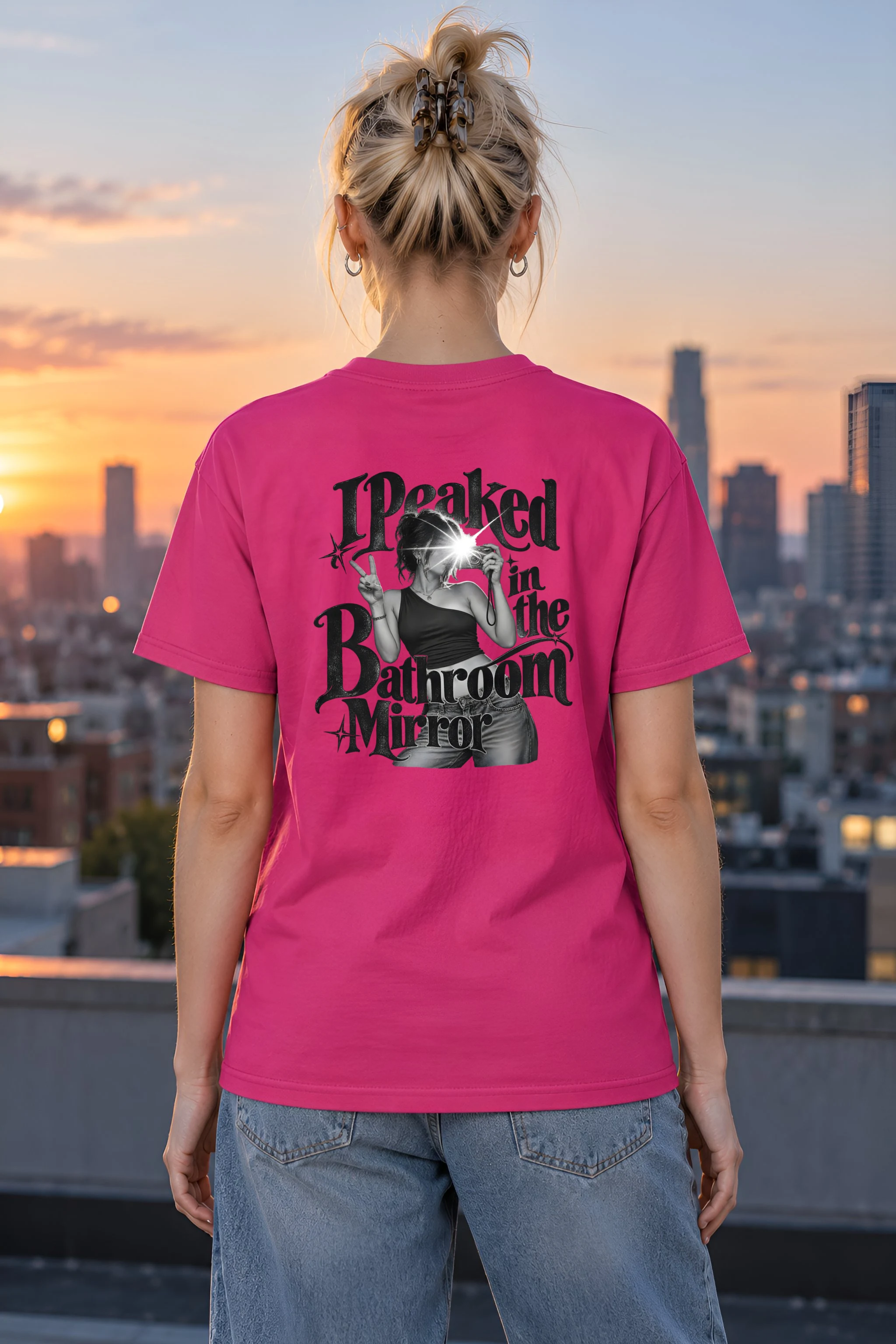 "I Peaked in the Bathroom Mirror" Heavyweight Unisex Crewneck T-shirt