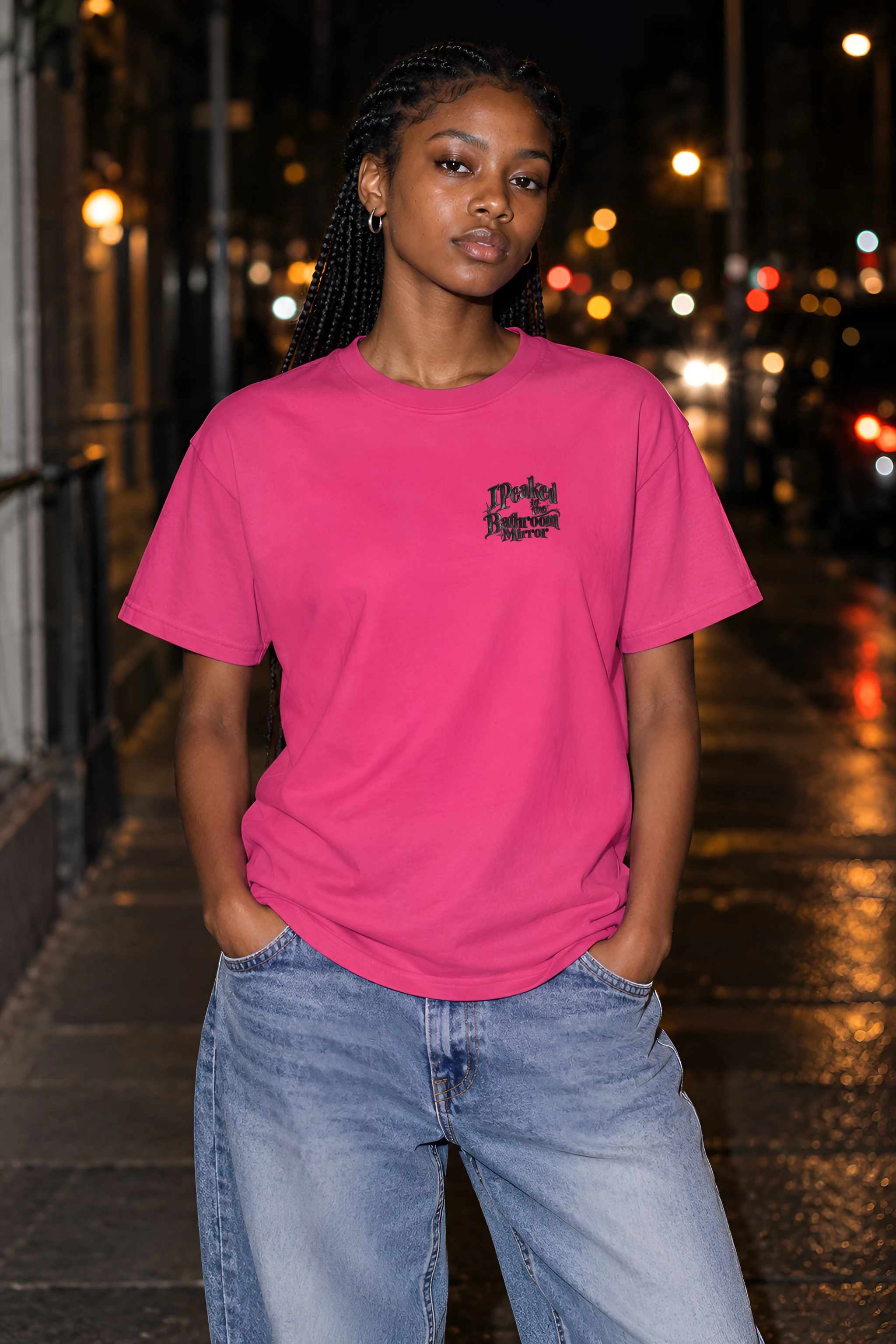 "I Peaked in the Bathroom Mirror" Heavyweight Unisex Crewneck T-shirt