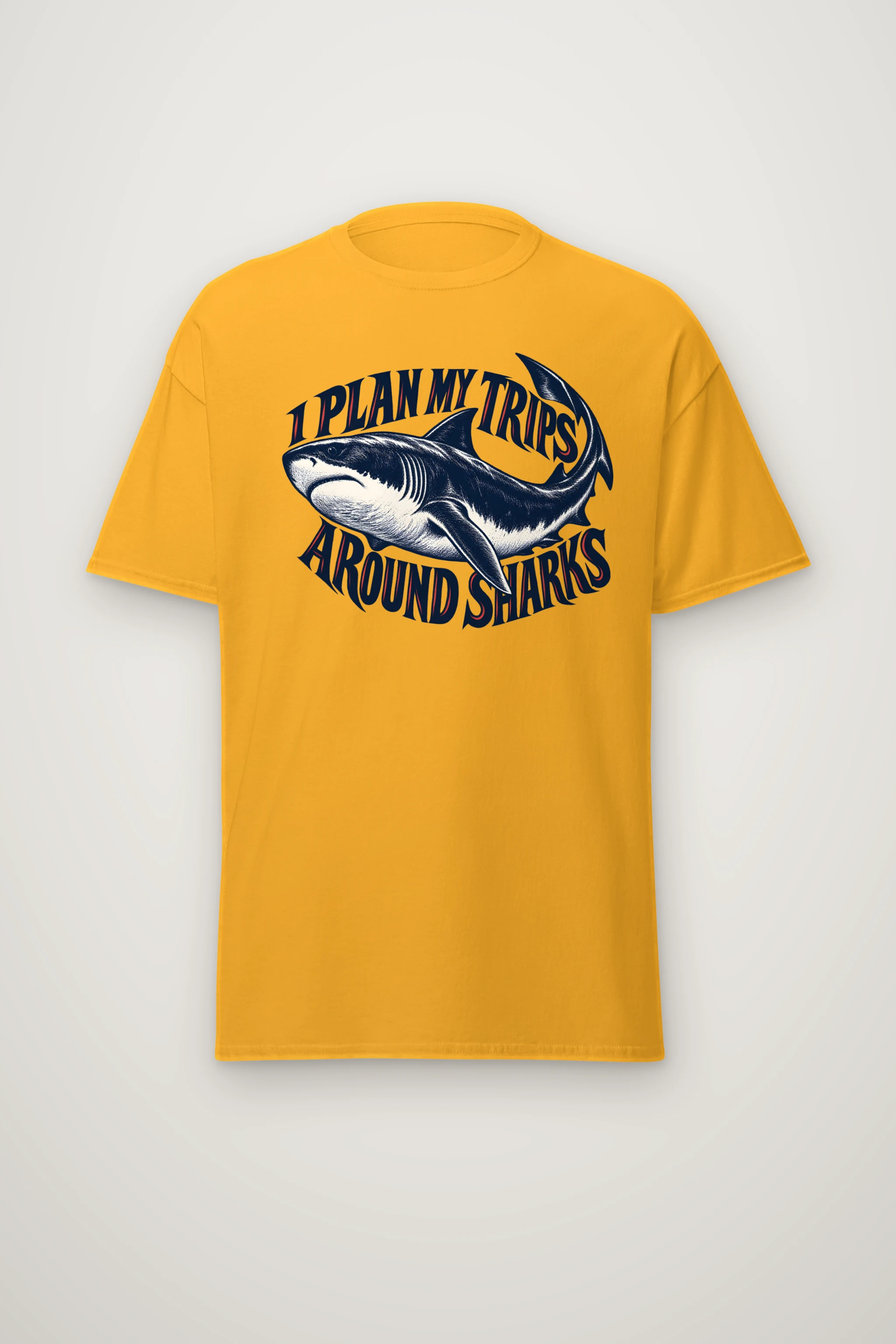 "I Plan My Trips Around Sharks" Heavyweight Unisex Crewneck T-shirt