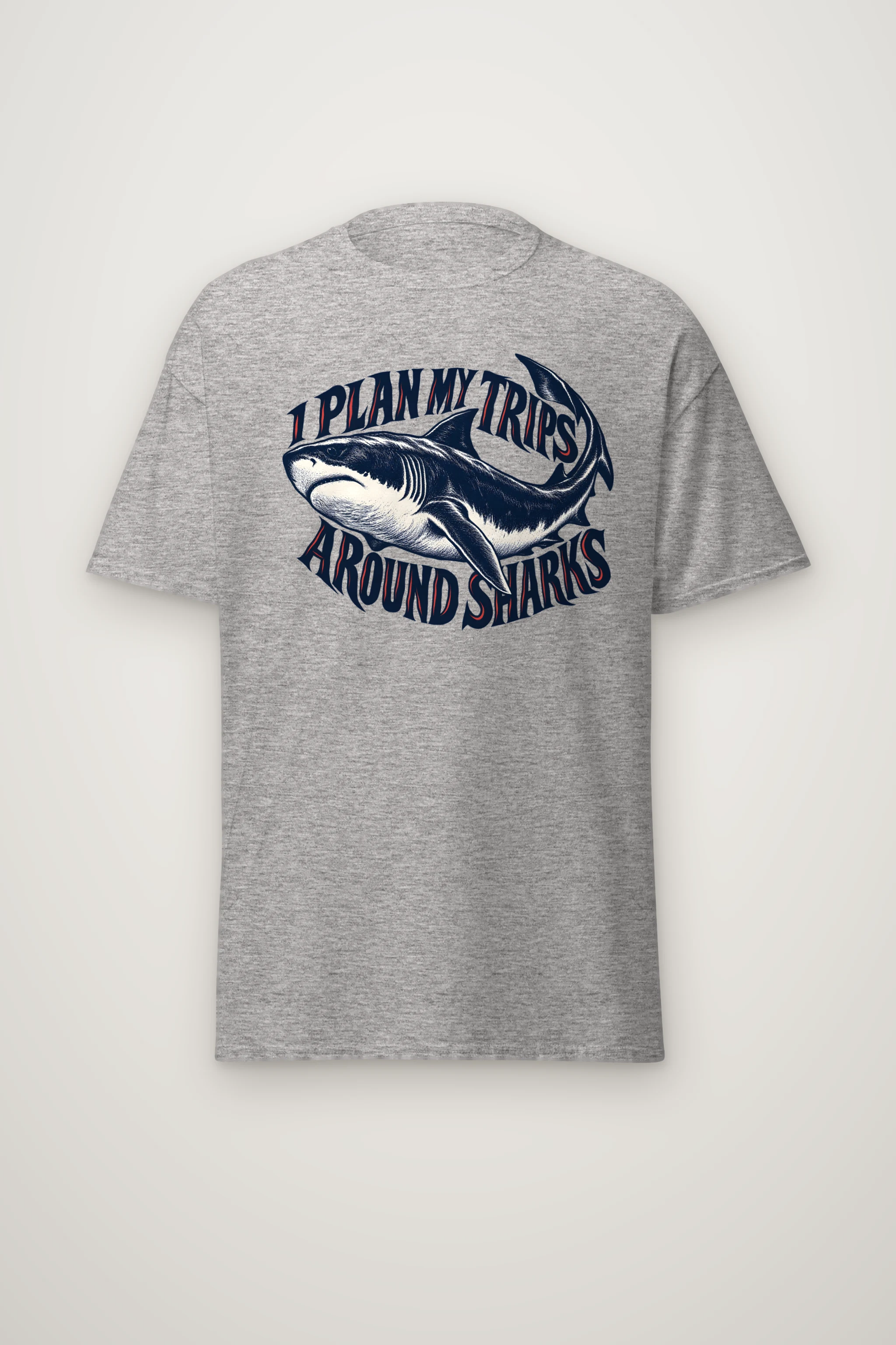 "I Plan My Trips Around Sharks" Heavyweight Unisex Crewneck T-shirt