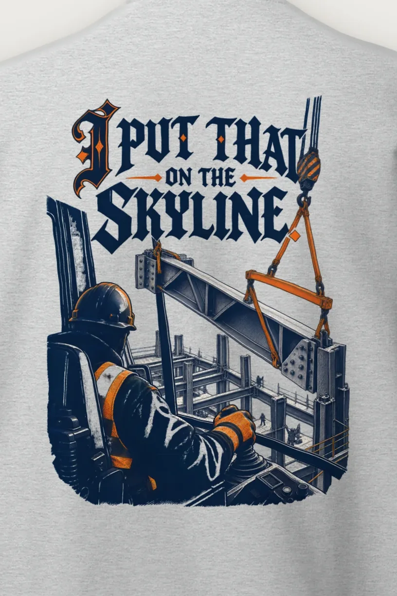 "I Put That on the Skyline" Heavy Blend Unisex Crewneck Sweatshirt - the graphic up close