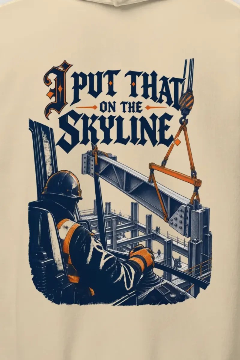 "I Put That on the Skyline" Heavy Blend Unisex Pullover Hoodie - the graphic up close