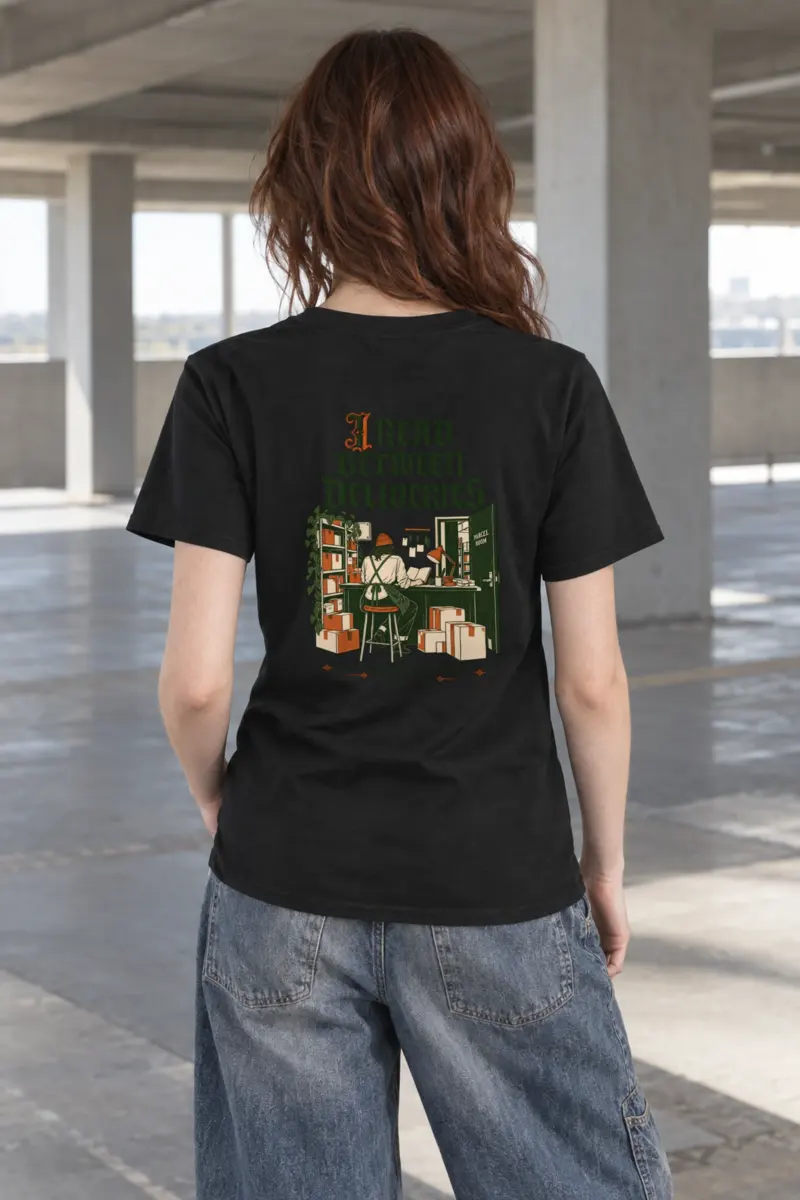 "I Read Between Deliveries" Heavyweight Unisex Crewneck T-shirt