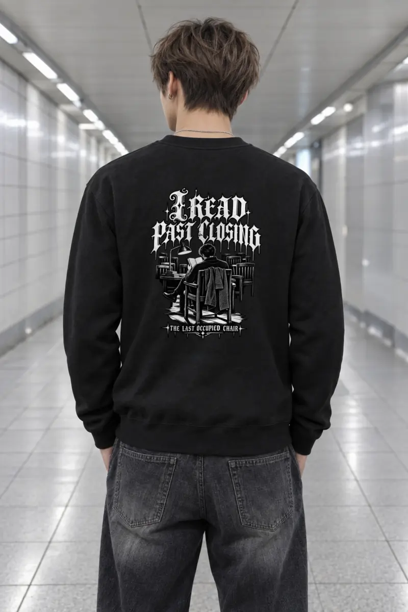 “I Read Past Closing” Heavy Blend Unisex Crewneck Sweatshirt