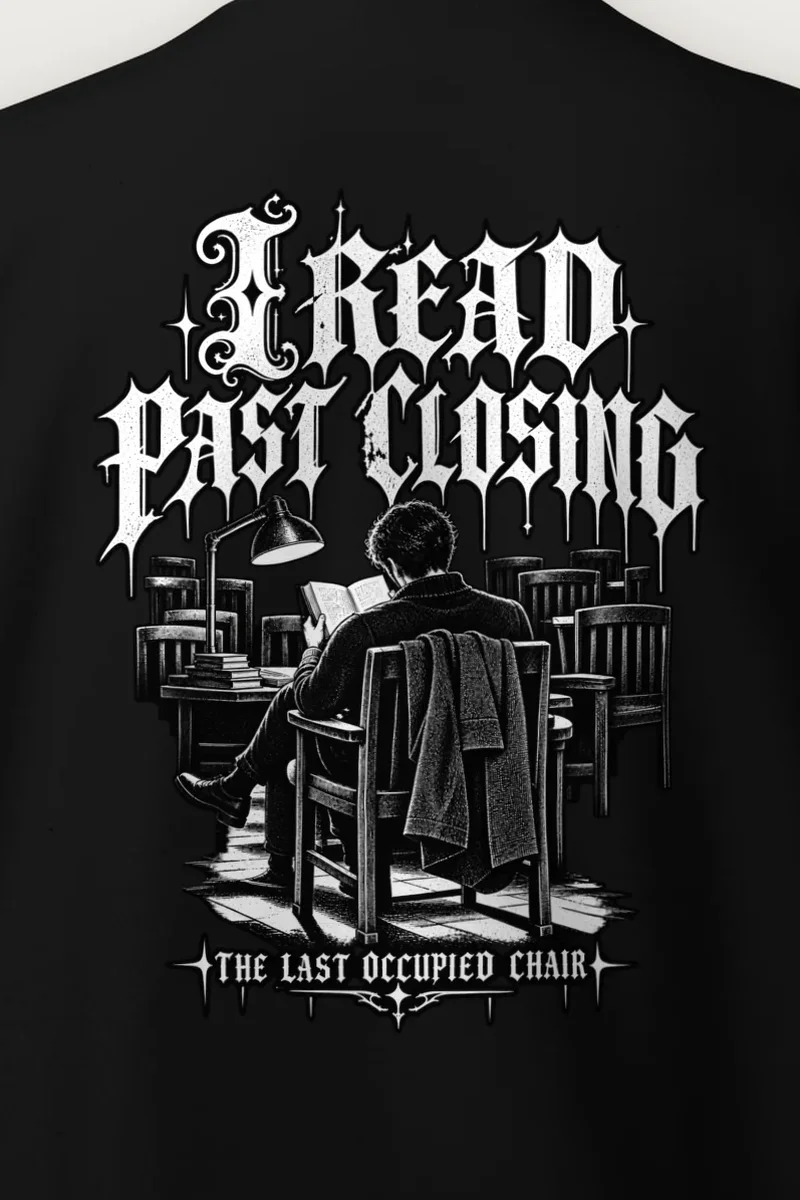 "I Read Past Closing" Heavy Blend Unisex Crewneck Sweatshirt - the graphic up close