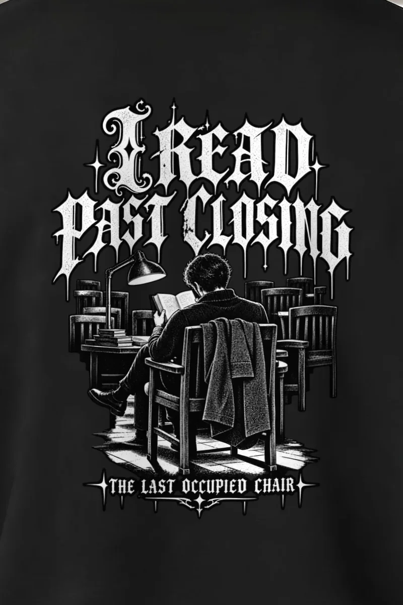 "I Read Past Closing" Heavy Blend Unisex Crewneck Sweatshirt - the graphic up close