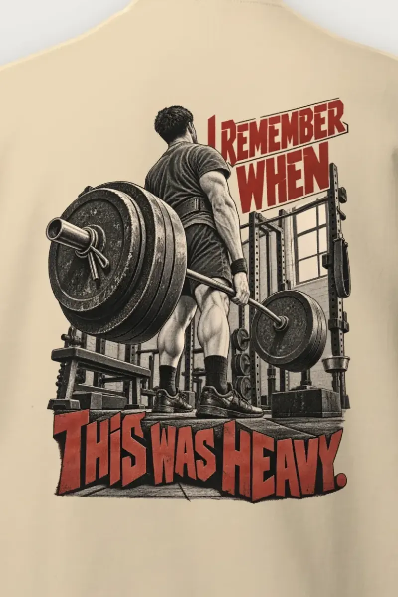 "I Remember When This Was Heavy" Heavy Blend Unisex Crewneck Sweatshirt - the graphic up close