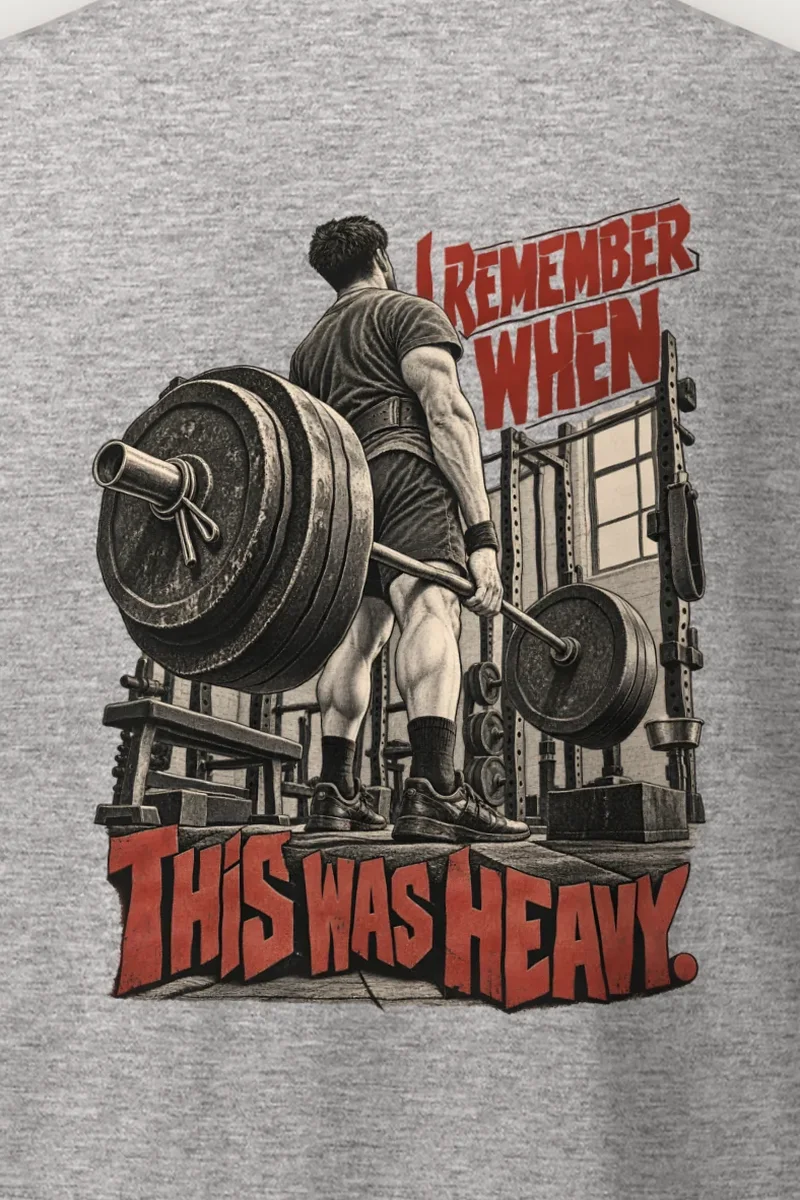 "I Remember When This Was Heavy" Heavyweight Unisex Crewneck T-shirt - the graphic up close